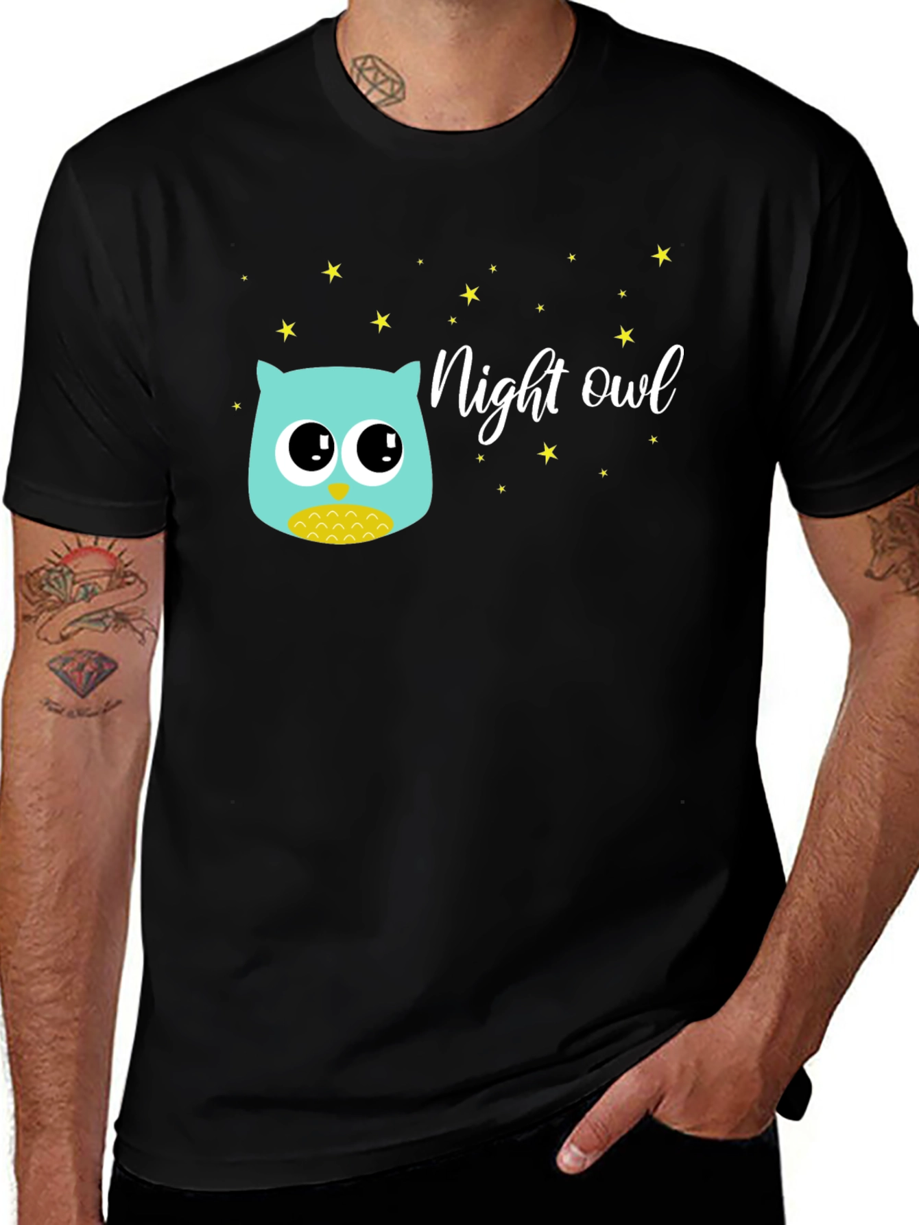 Variant 23 of Night Owl Graphic Tee - Black