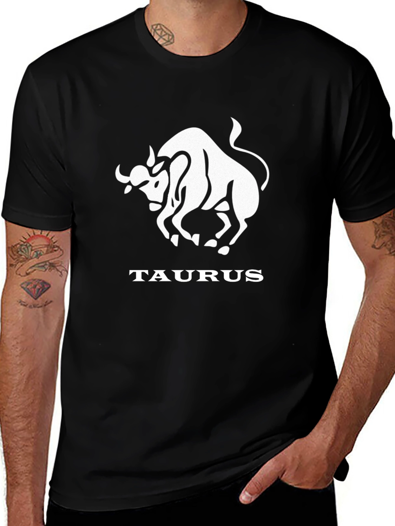Taurus Zodiac Sign Graphic Tee - Black