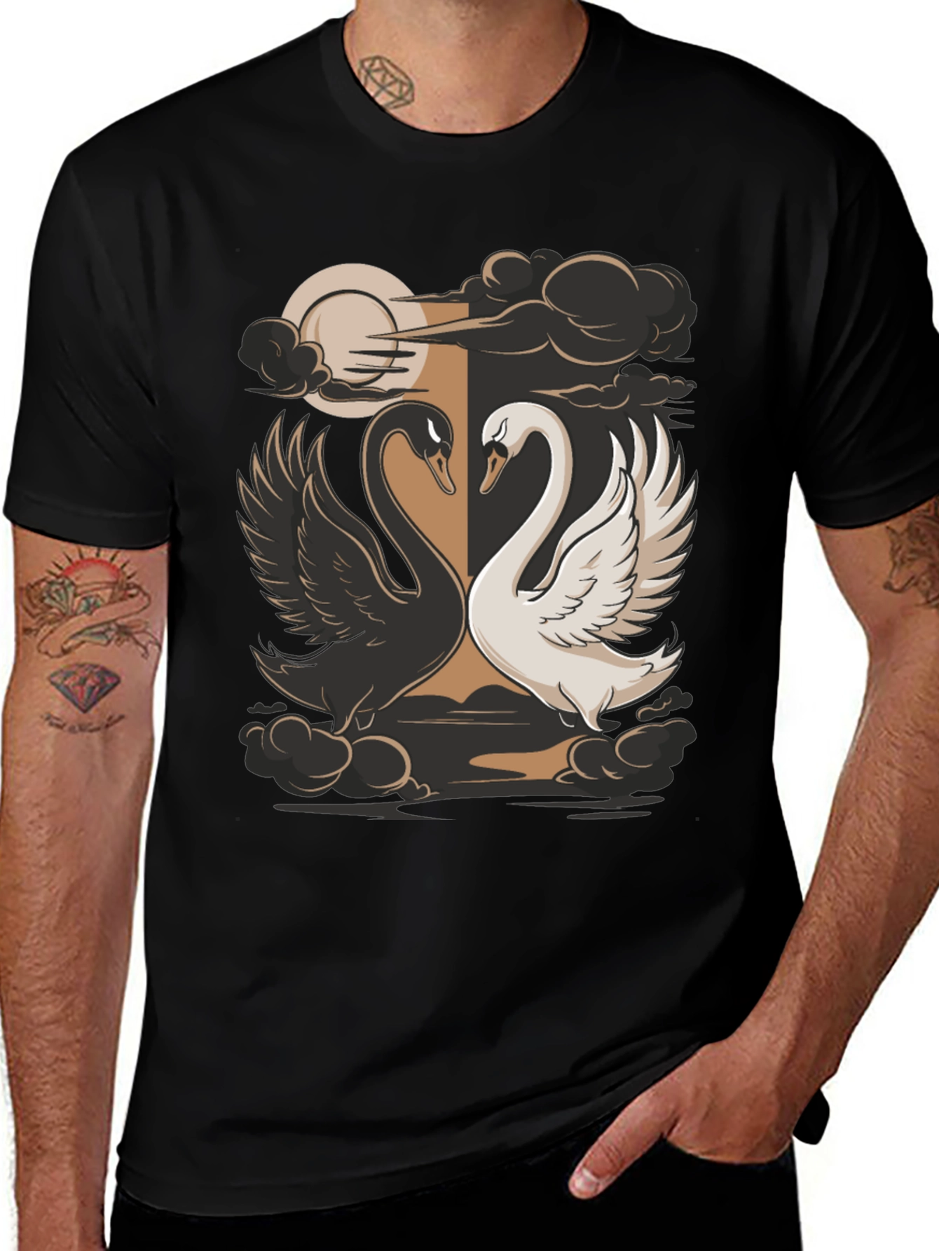 Variant 25 of Yin Yang Swans Graphic Tee