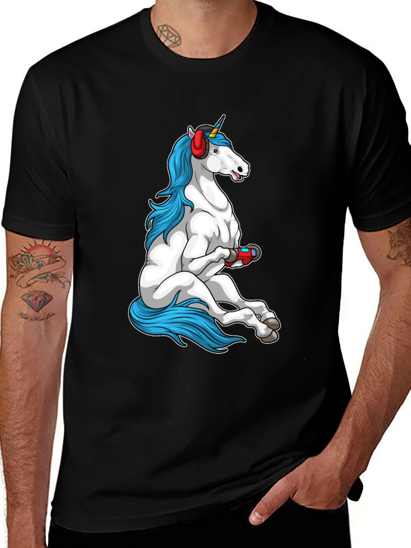 Variant 19 of Gamer Unicorn Graphic Tee - Cool & Quirky!