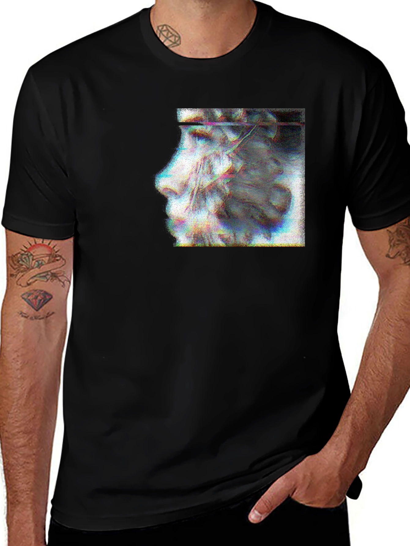 Variant 9 of Abstract Glitch Art Graphic Black T-Shirt