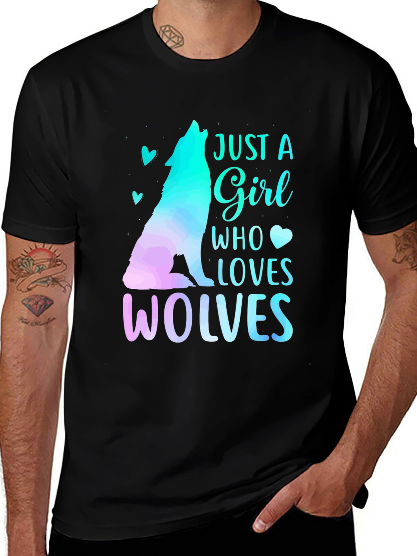 Variant 16 of Just a Girl Who Loves Wolves T-Shirt - Gradient Wolf Design