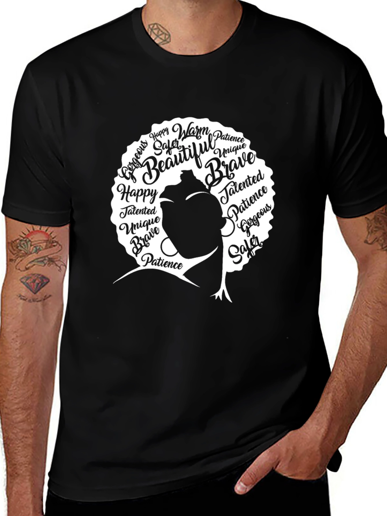 Variant 10 of Empowered Woman Black T-Shirt - Words of Affirmation Design