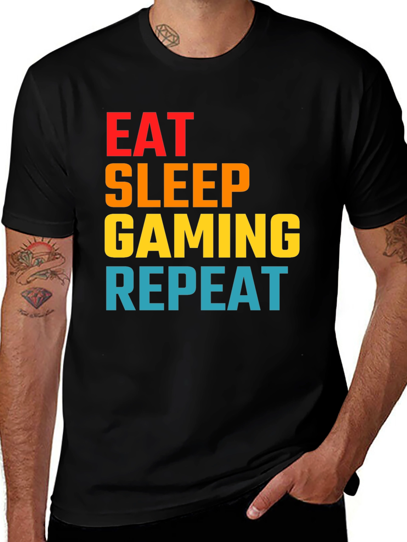 Variant 11 of Eat Sleep Gaming Repeat Graphic Tee - Gamer T-Shirt