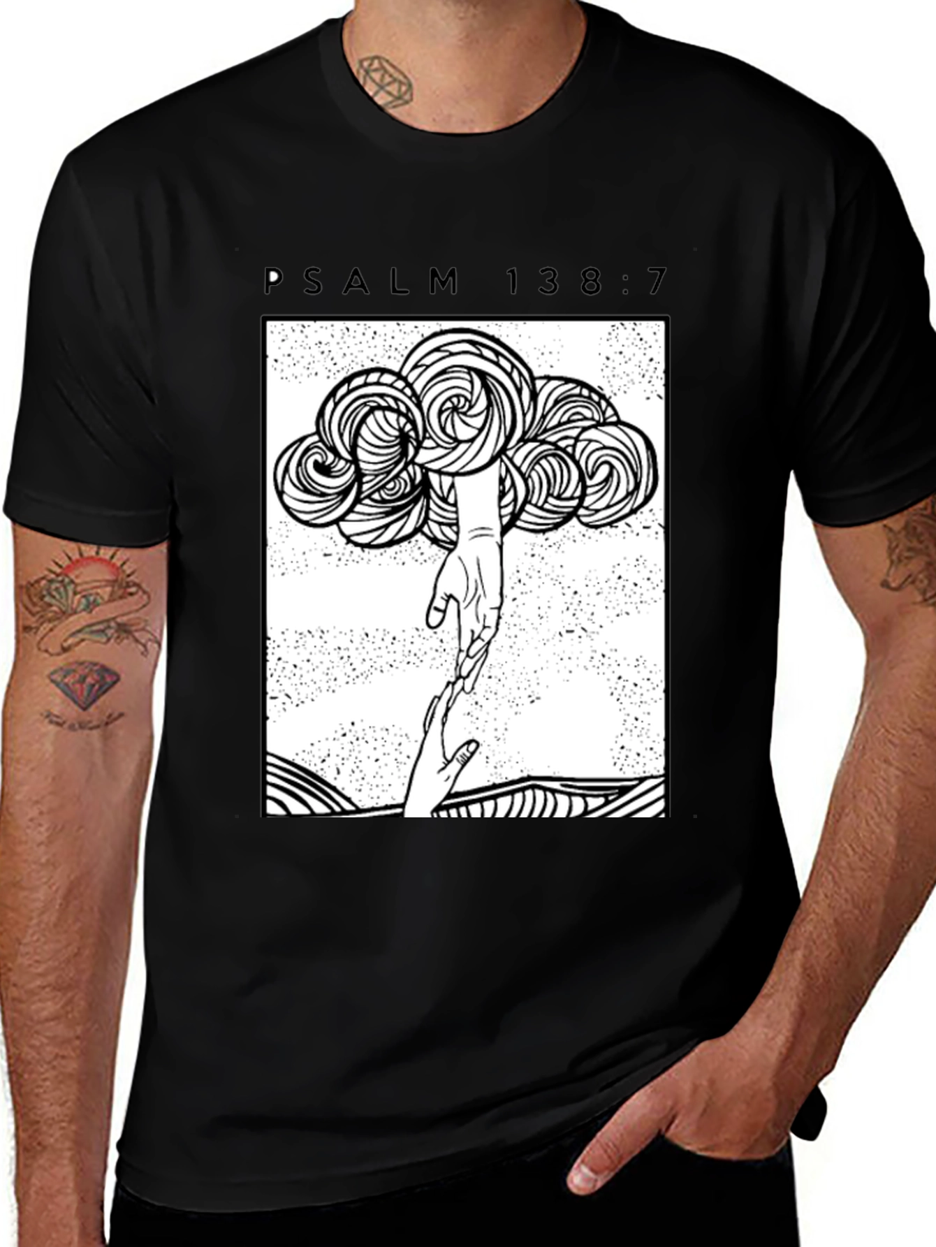 Variant 21 of Psalm 138:7 Graphic Tee - Reach for the Heavens T-Shirt