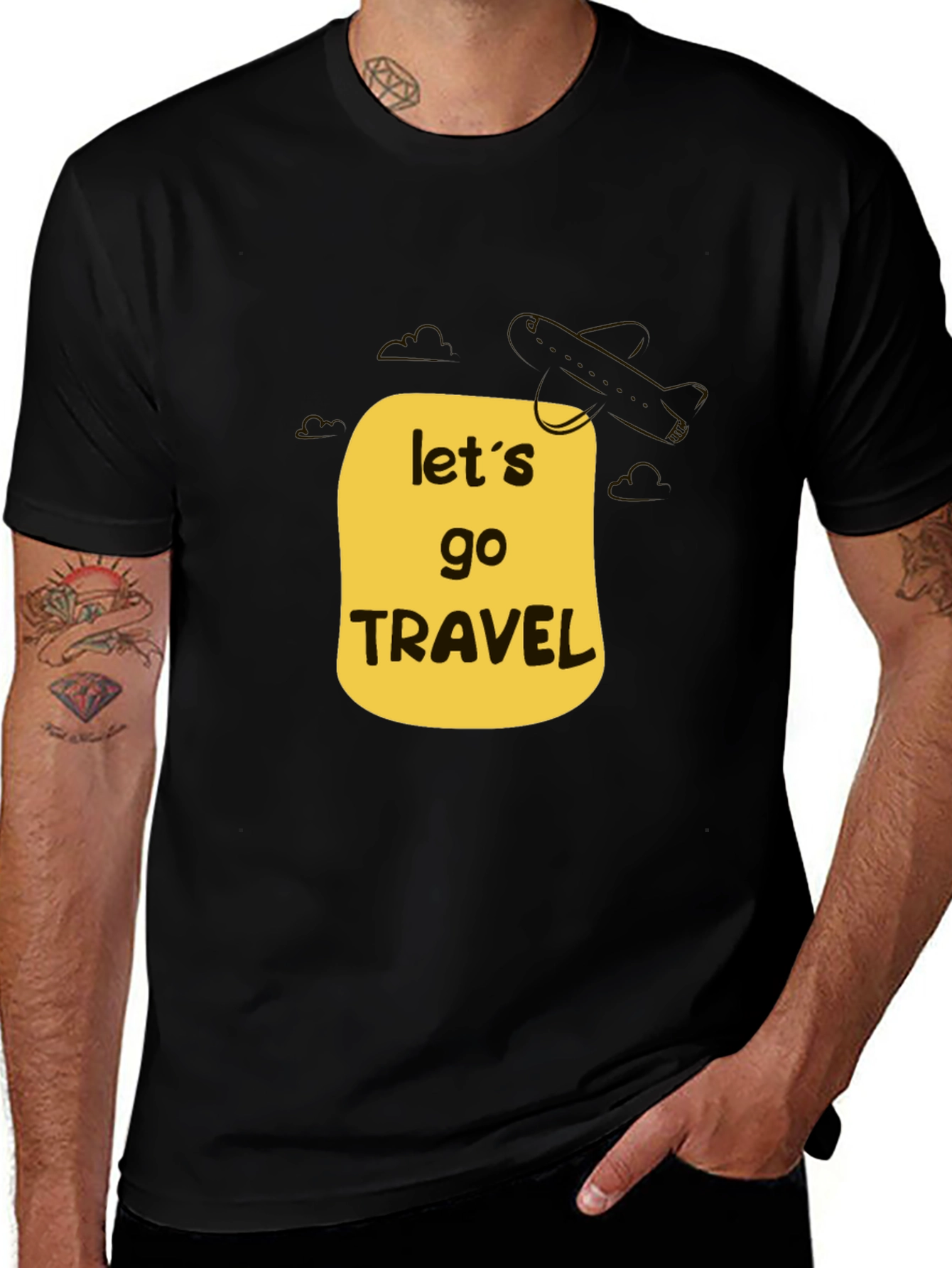 Variant 7 of Let's Go Travel Graphic Tee - Black Casual T-Shirt
