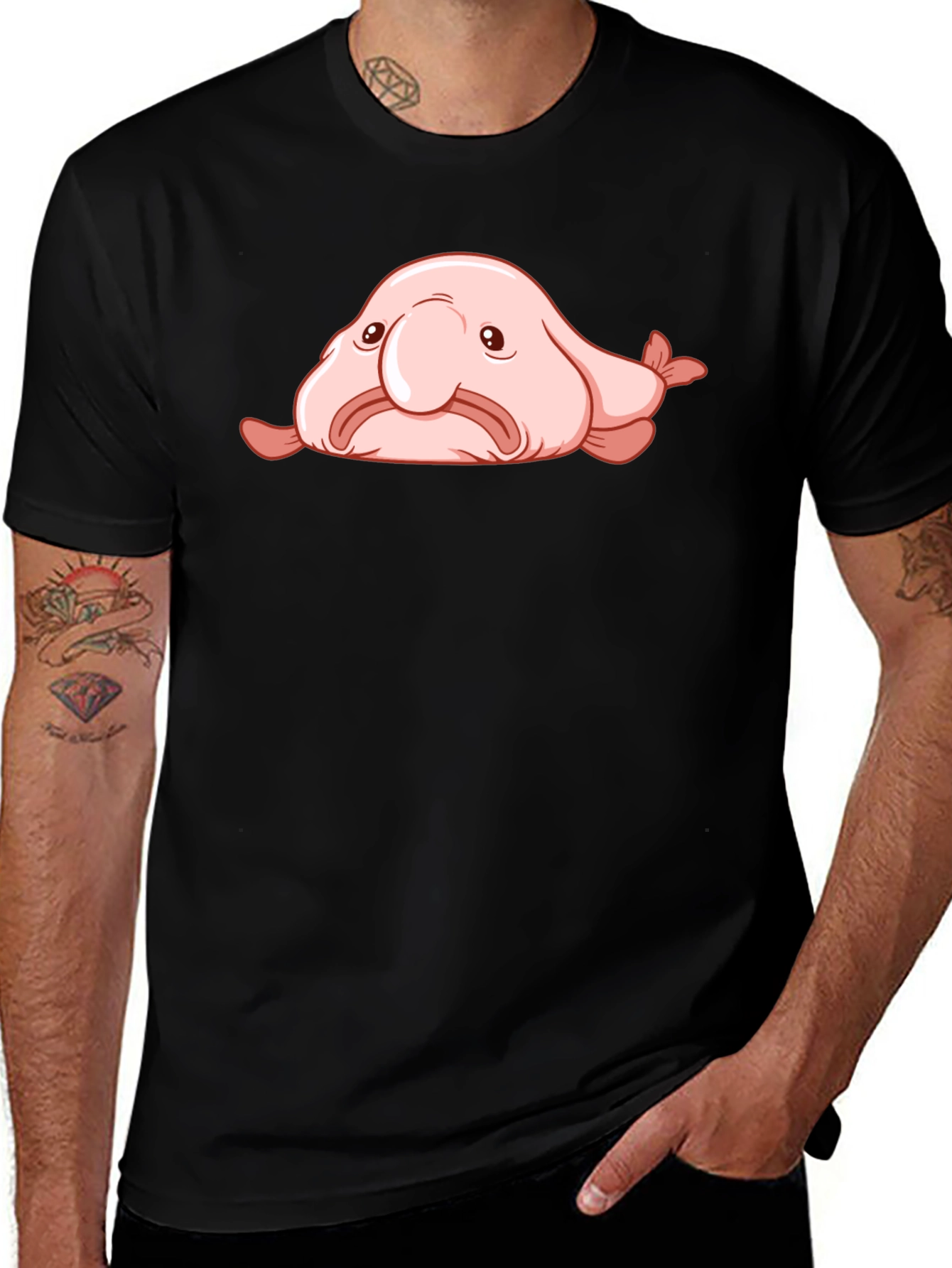 Variant 23 of Blobfish Graphic Tee - Black Cotton Comfort