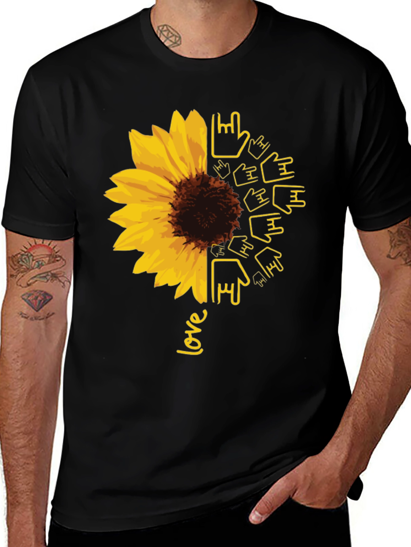 Variant 12 of Sunflower ASL Love Graphic T-Shirt