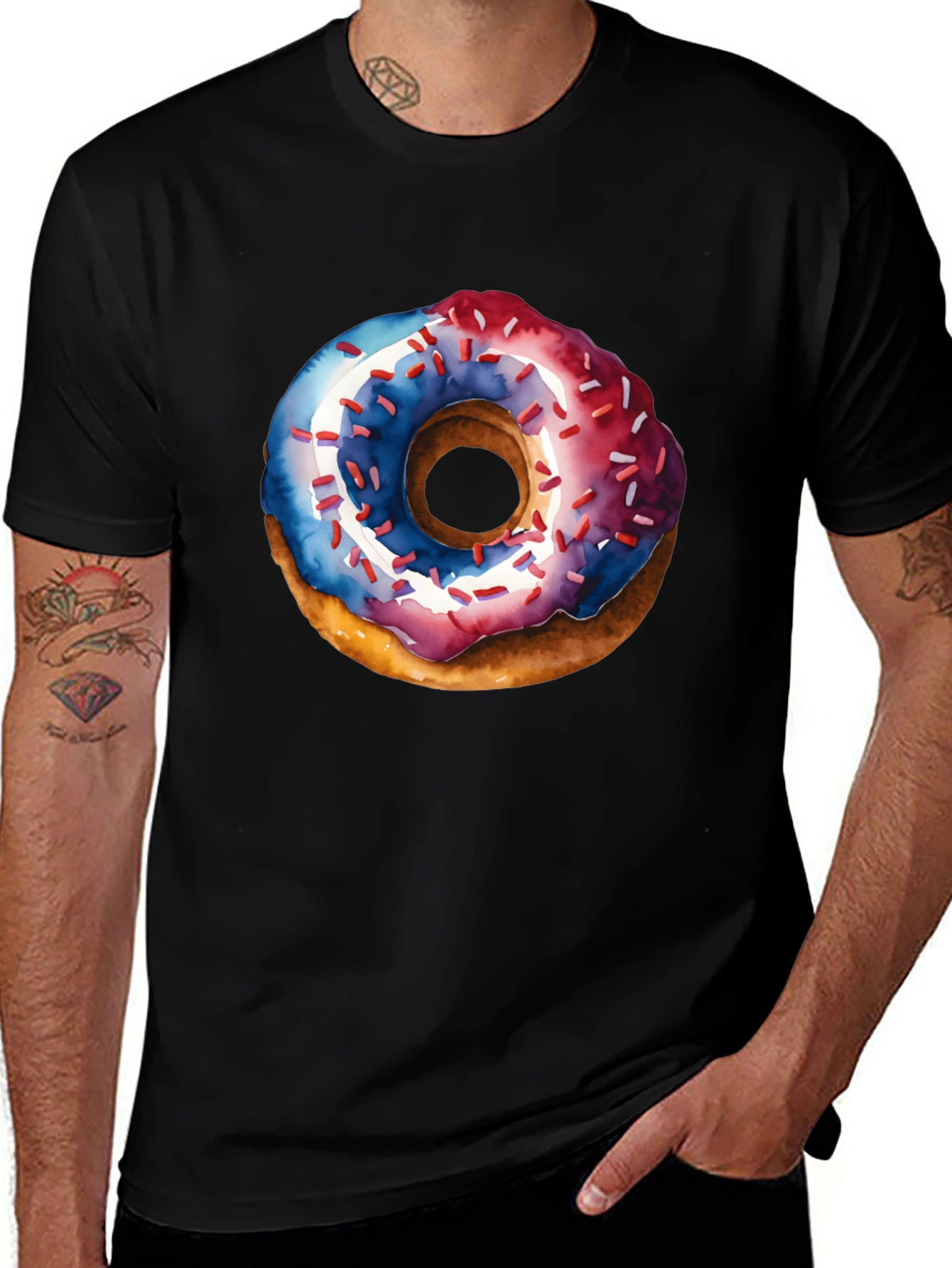 Variant 4 of Patriotic Donut T-Shirt - USA Colors
