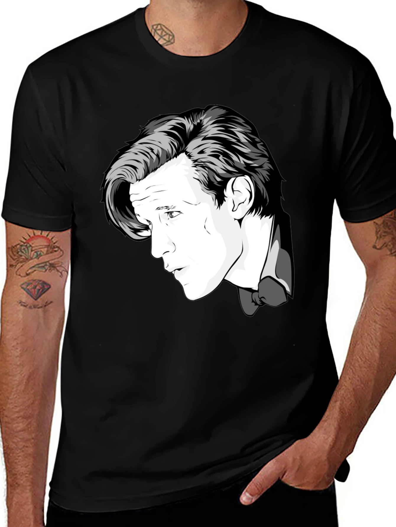 Doctor Who Matt Smith Portrait Black T-Shirt