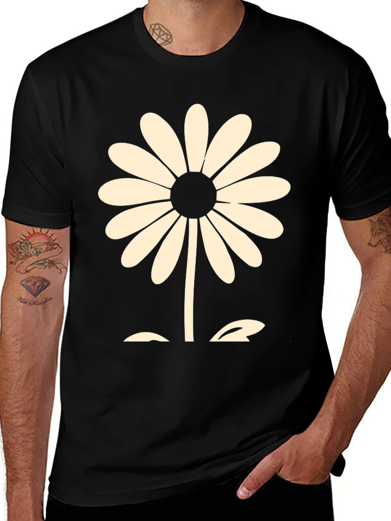 Variant 19 of Black T-Shirt with Daisy Graphic