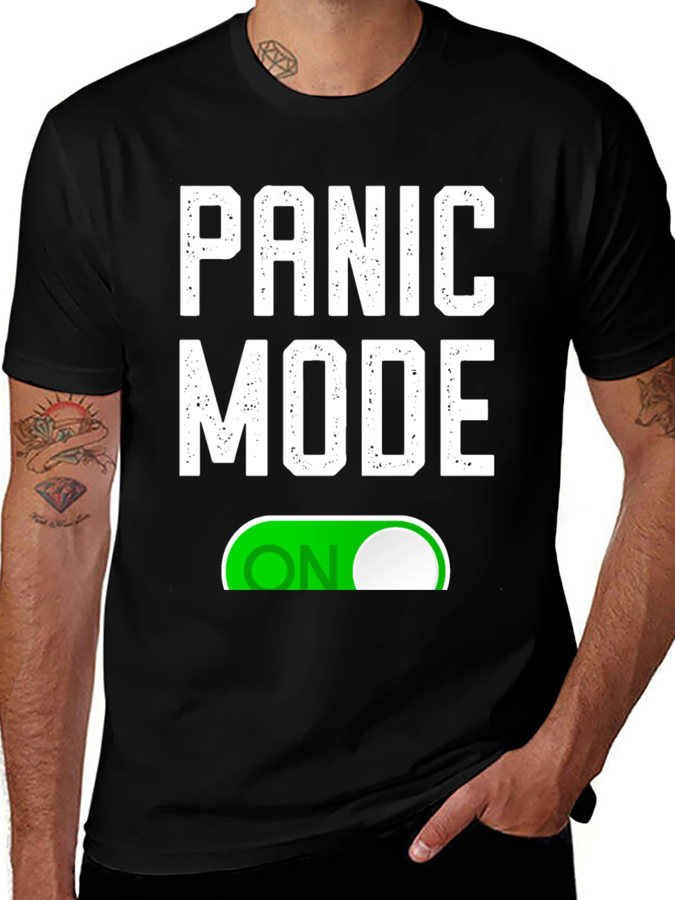 Black Panic Mode ON T-Shirt - Funny Graphic Tee main image