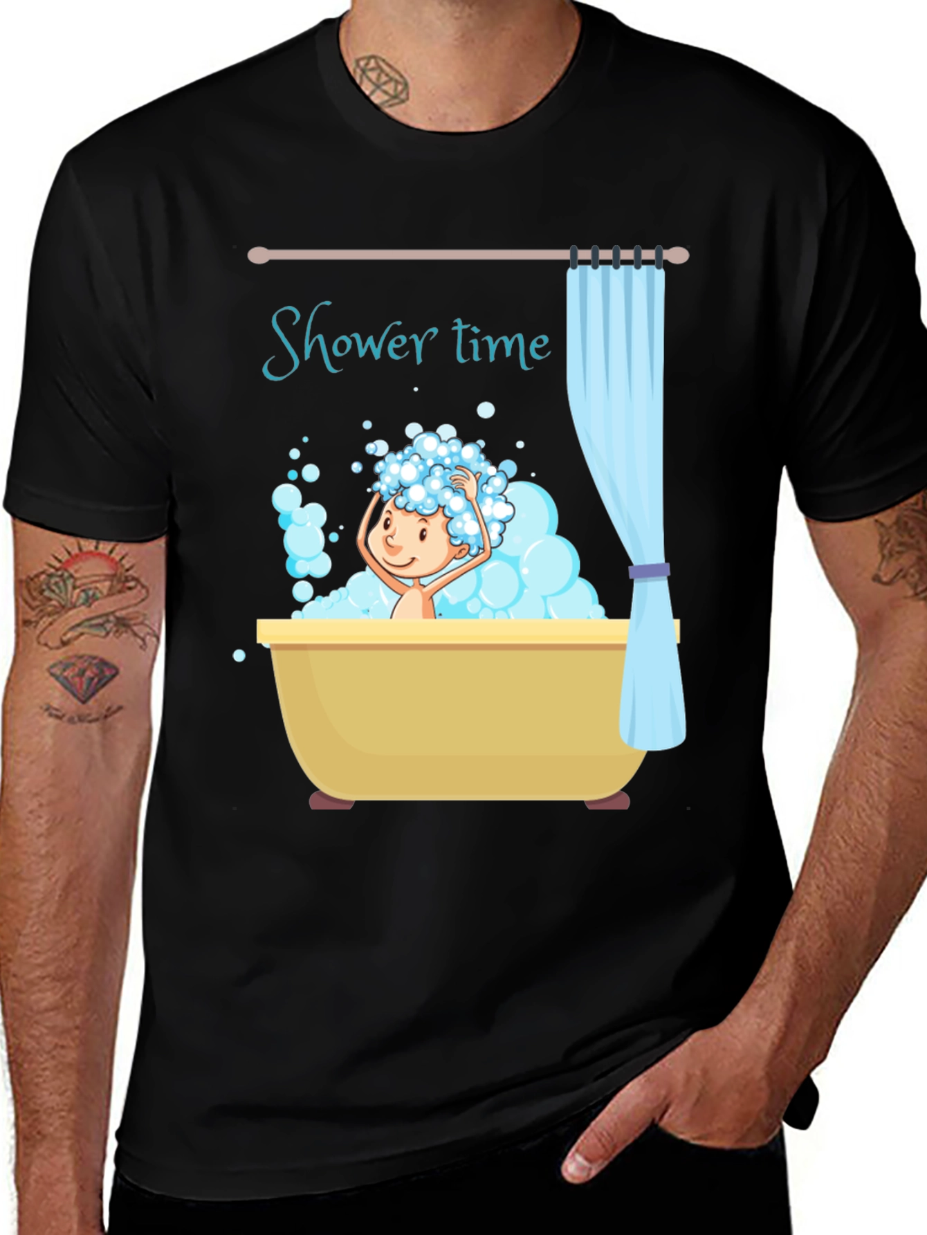 Shower Time Graphic Tee - Fun Bath Cartoon Design