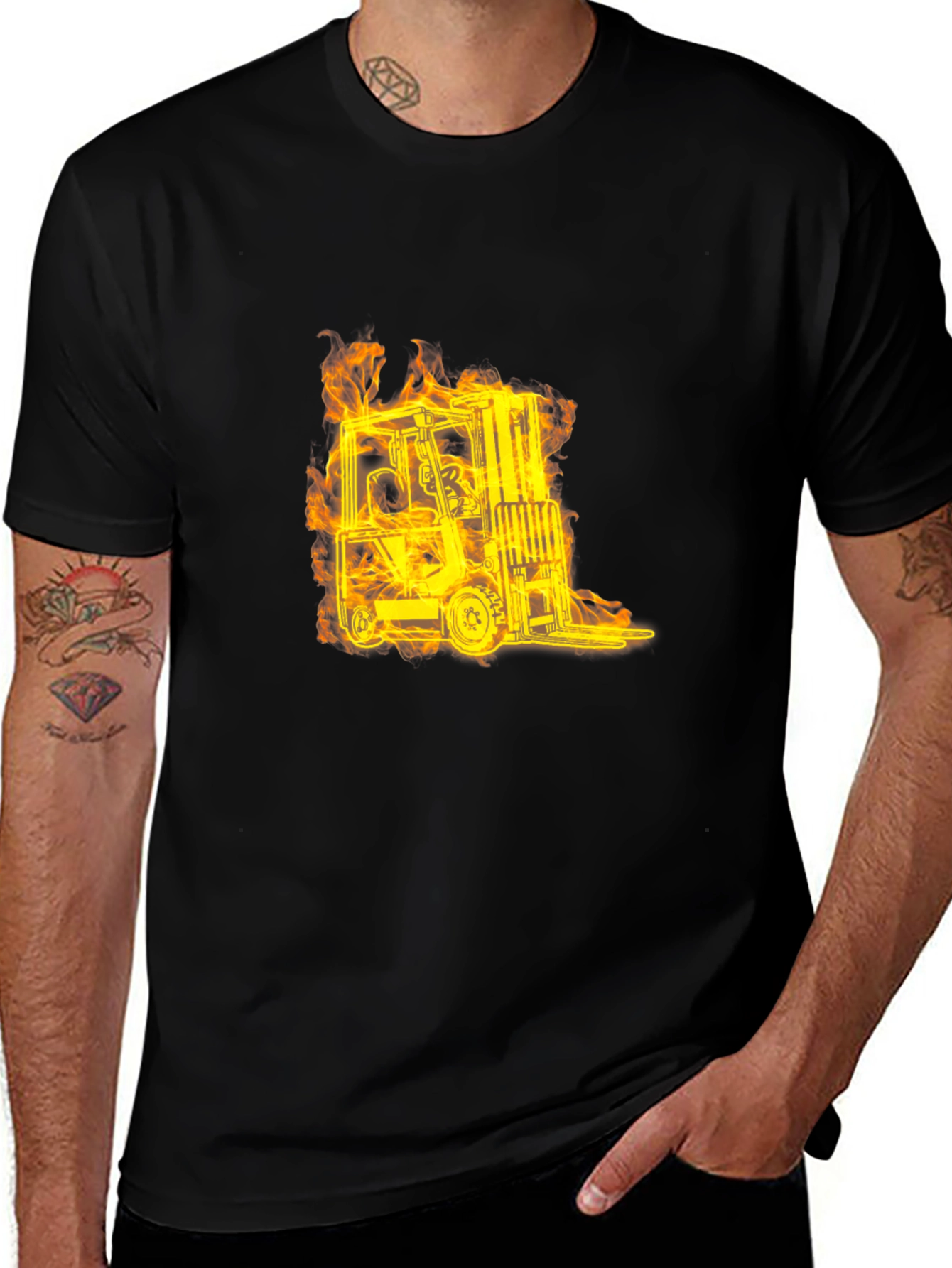 Variant 12 of Flaming Forklift Graphic Tee