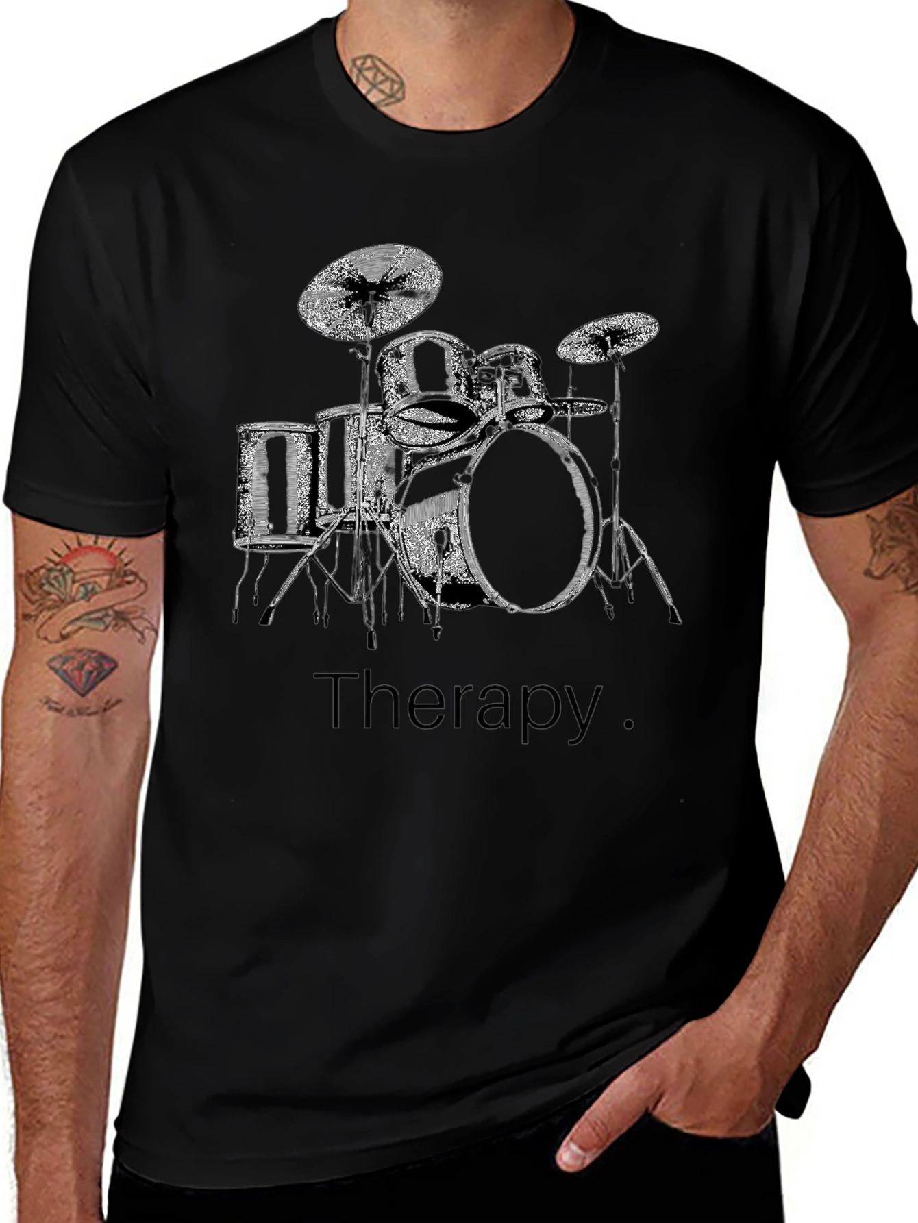 Variant 13 of Drum Set Therapy T-Shirt - Musician Tee