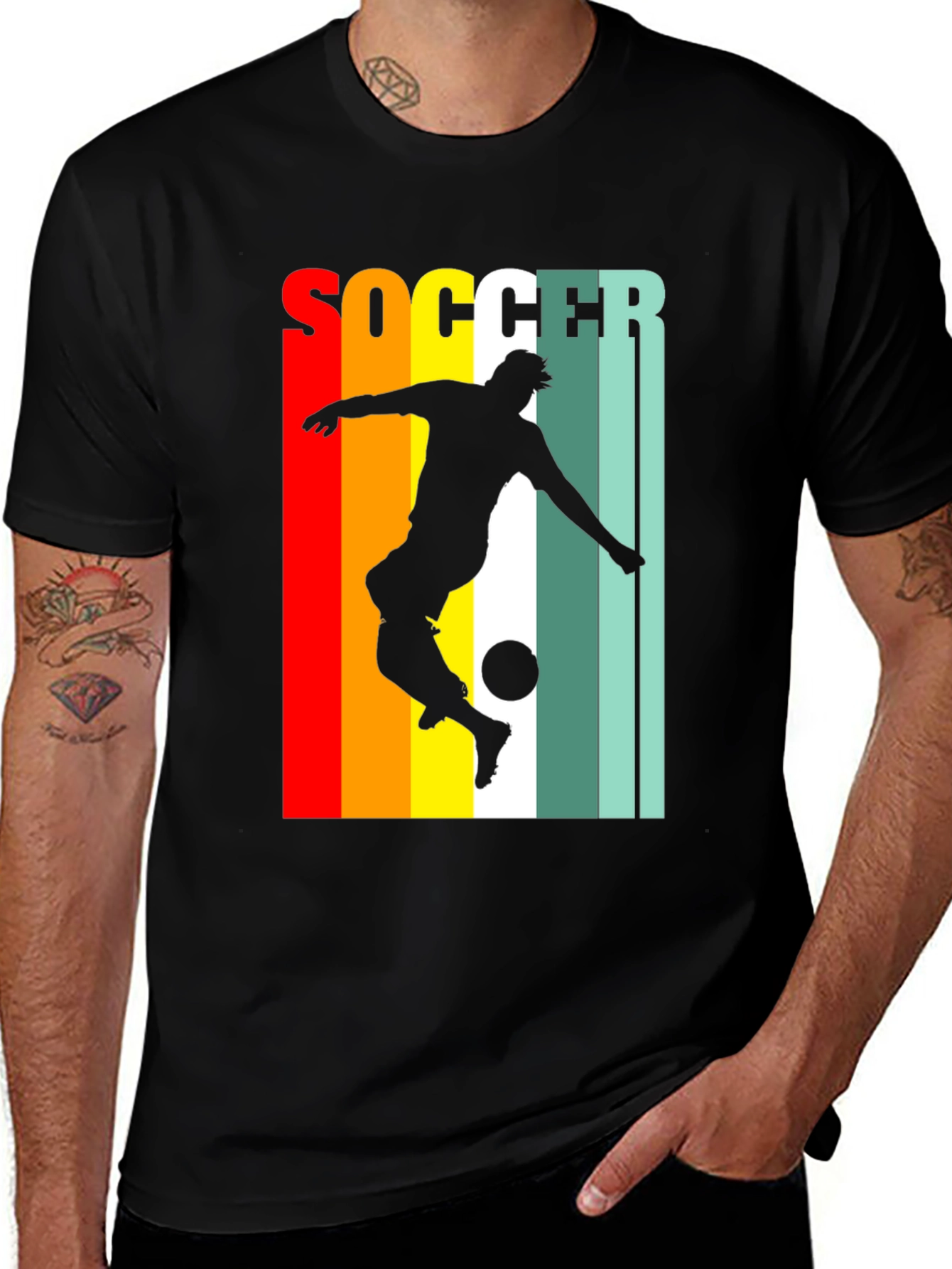 Variant 30 of Retro Soccer Graphic T-Shirt - Black