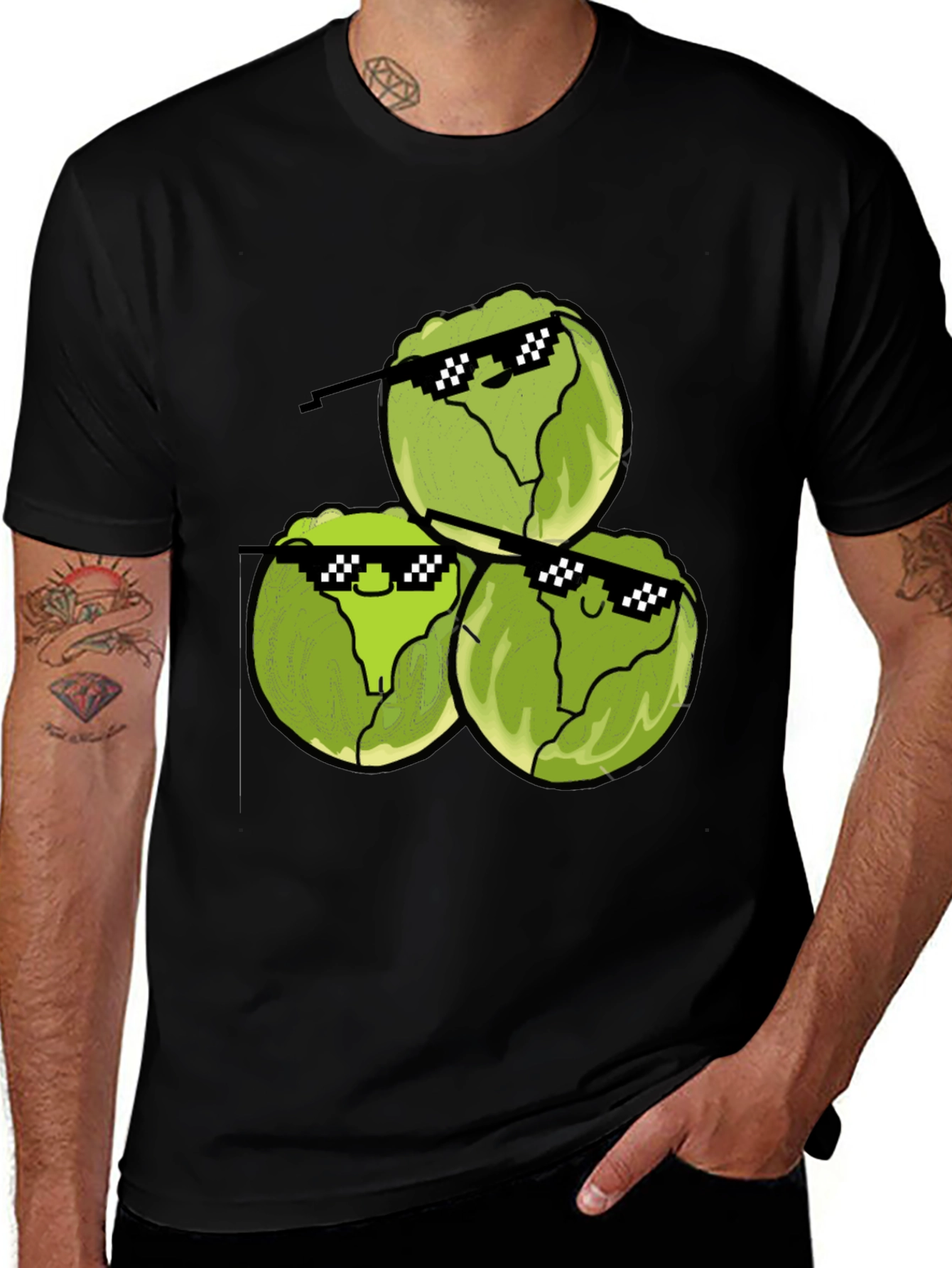 Variant 27 of Cool Brussels Sprouts Graphic Tee - Black