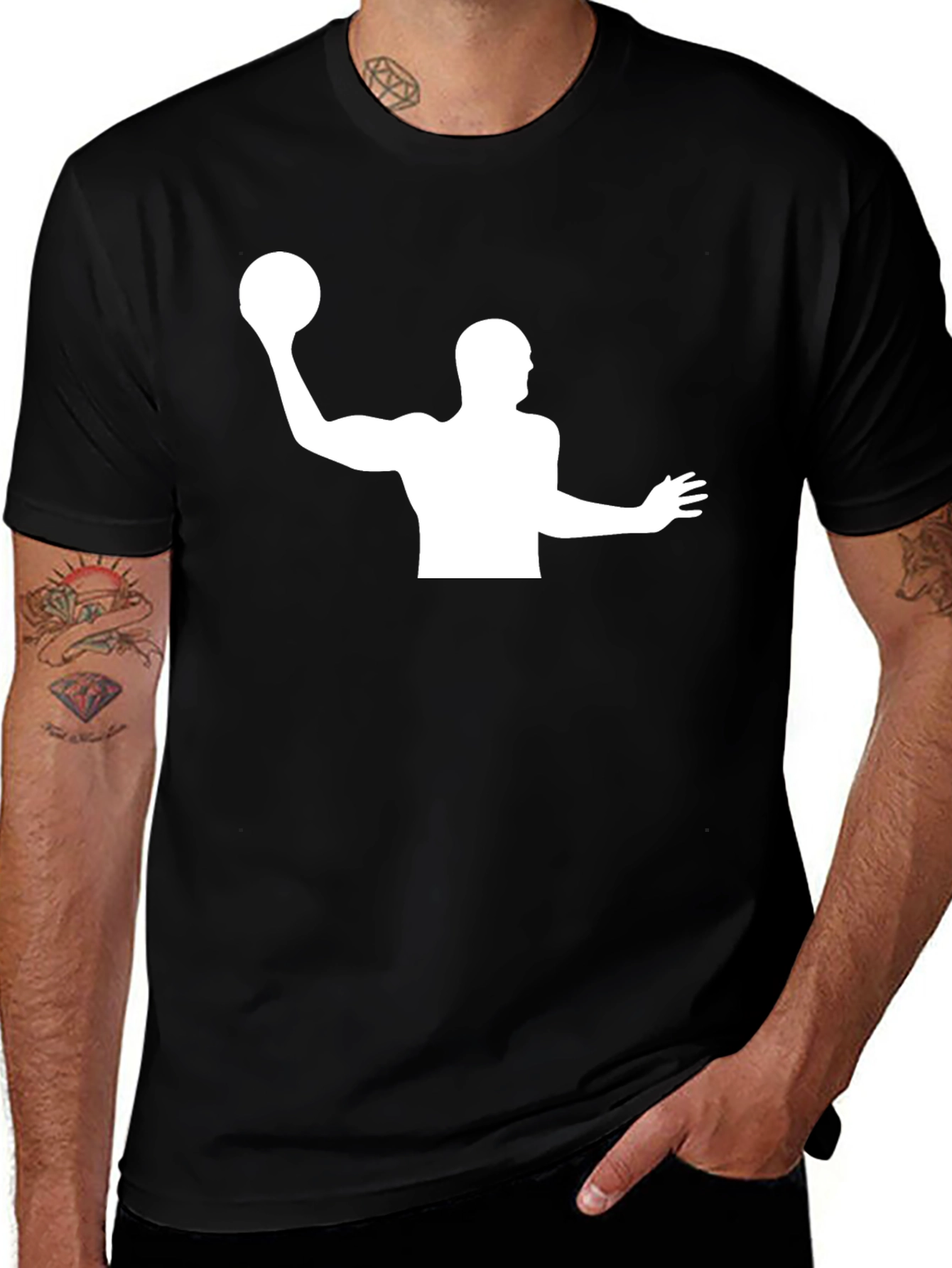 Variant 2 of Water Polo Player Graphic T-Shirt - Black