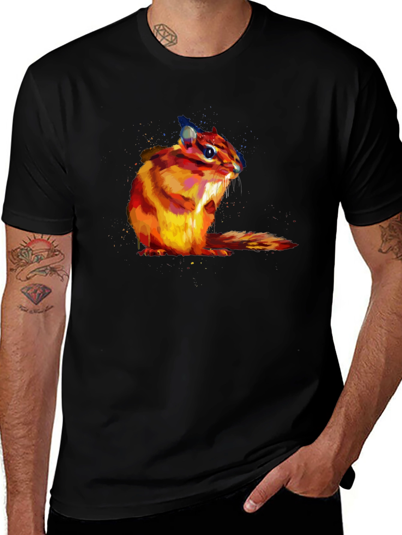 Variant 27 of Chipmunk Graphic Print Crew Neck T-Shirt