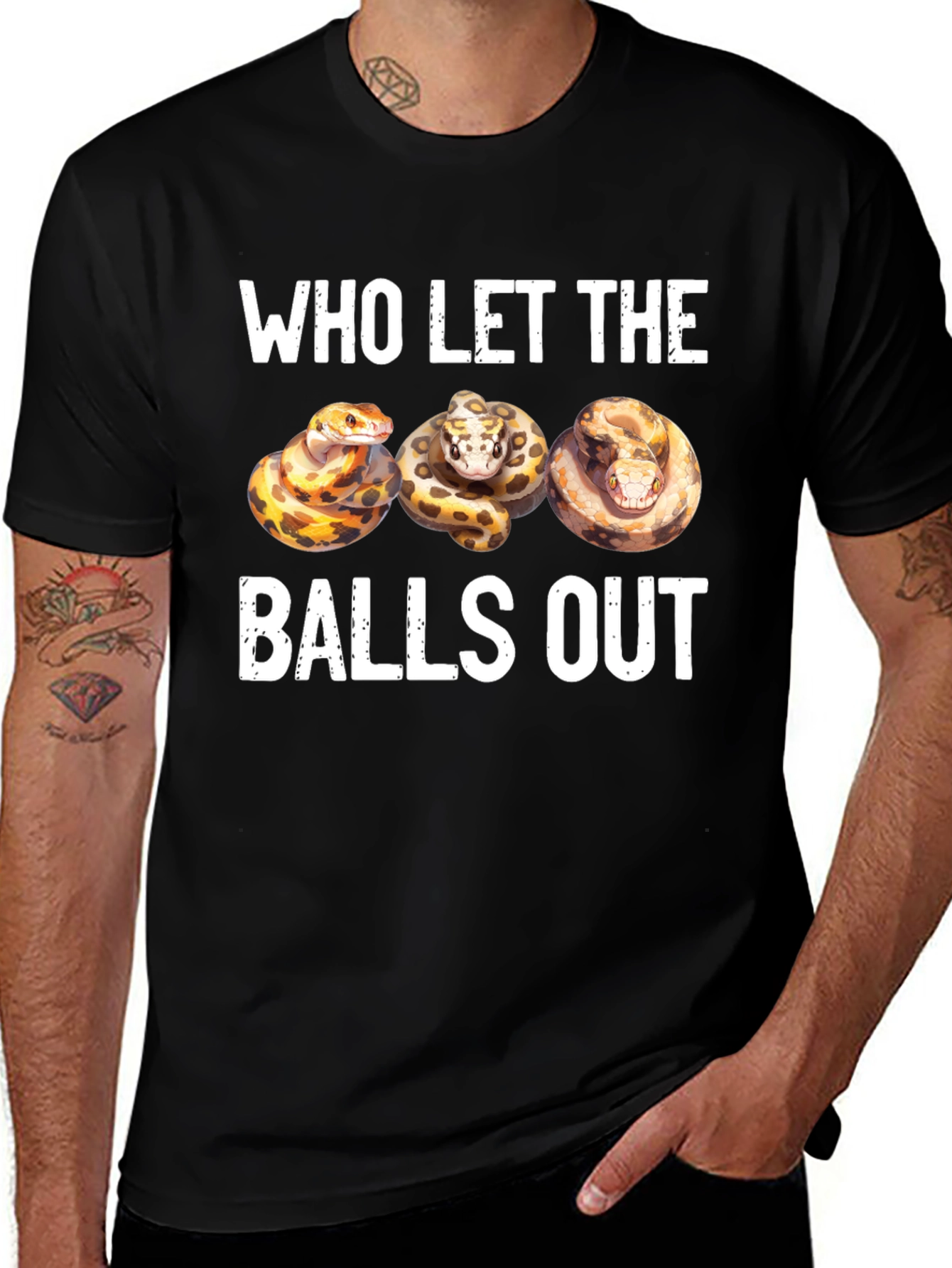 Variant 15 of Who Let the Balls Out - Snake Graphic Tee