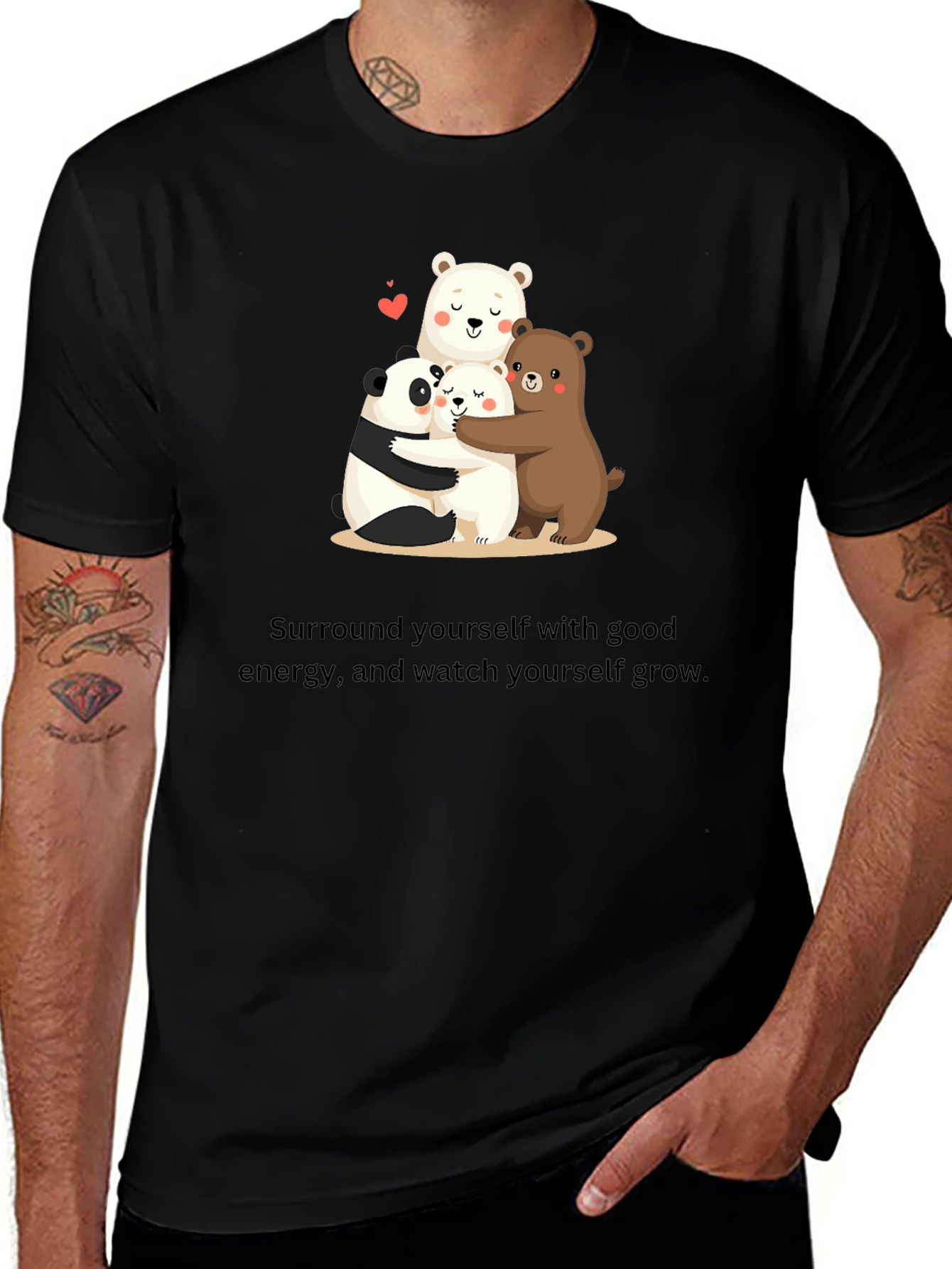 Variant 21 of Black T-Shirt with Bear Hug Graphic