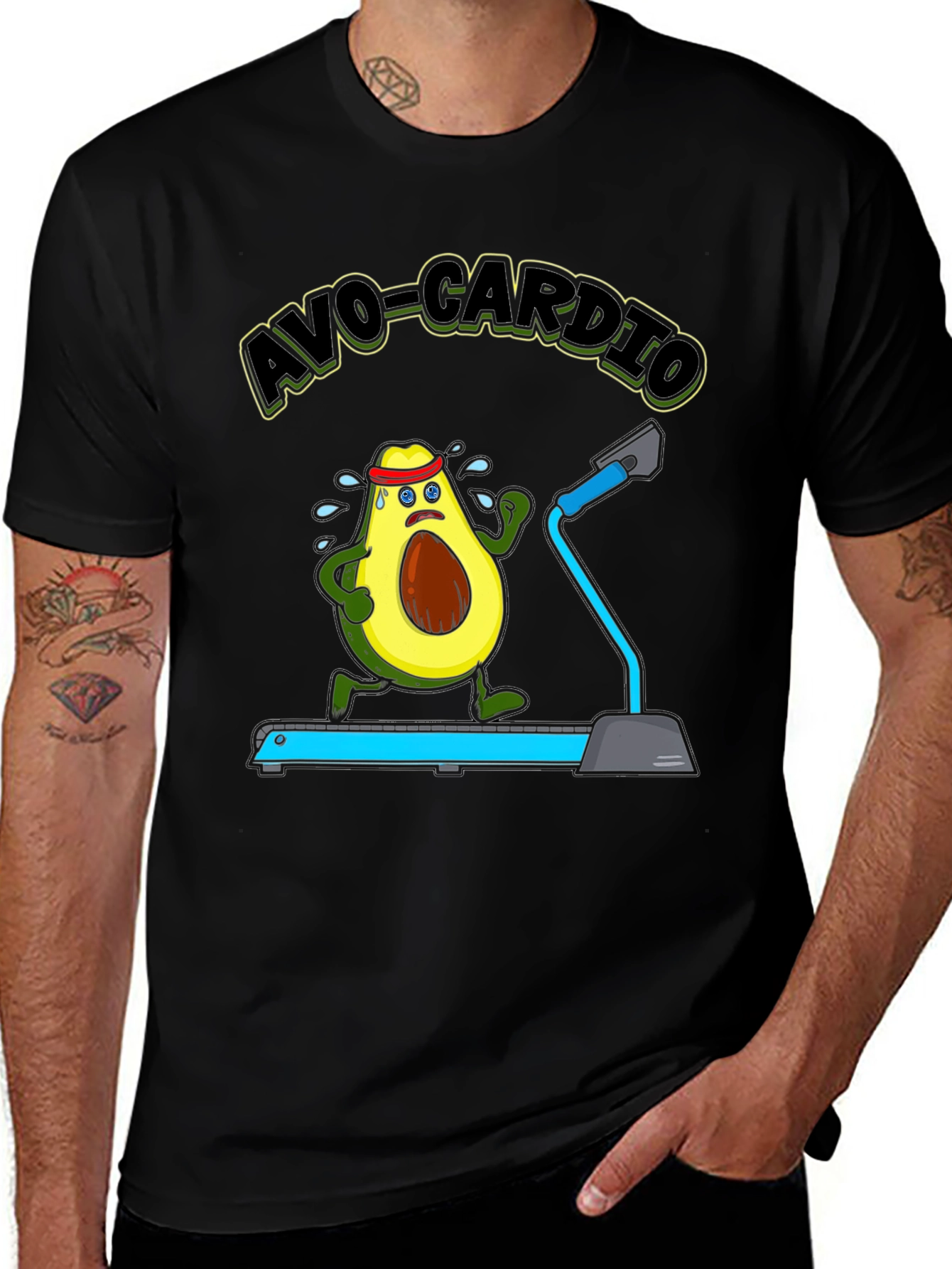 Variant 23 of Avo-Cardio Avocado Treadmill Funny Graphic T-Shirt