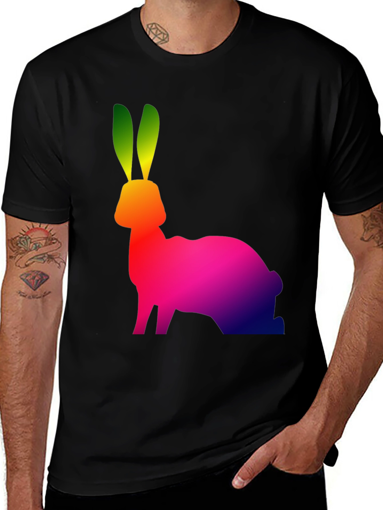 Variant 6 of Rainbow Rabbit Graphic Tee - Stylish Cotton Blend Shirt