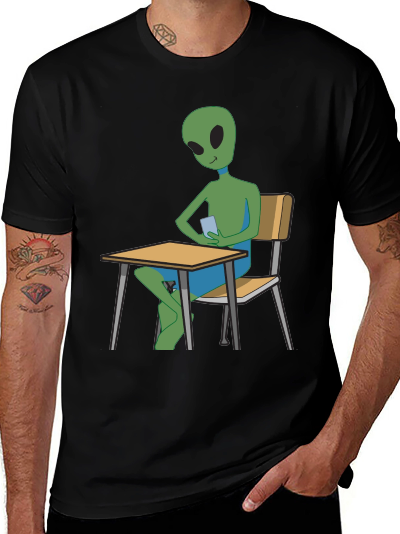 Variant 5 of Alien Student T-Shirt - Black Cotton Tee