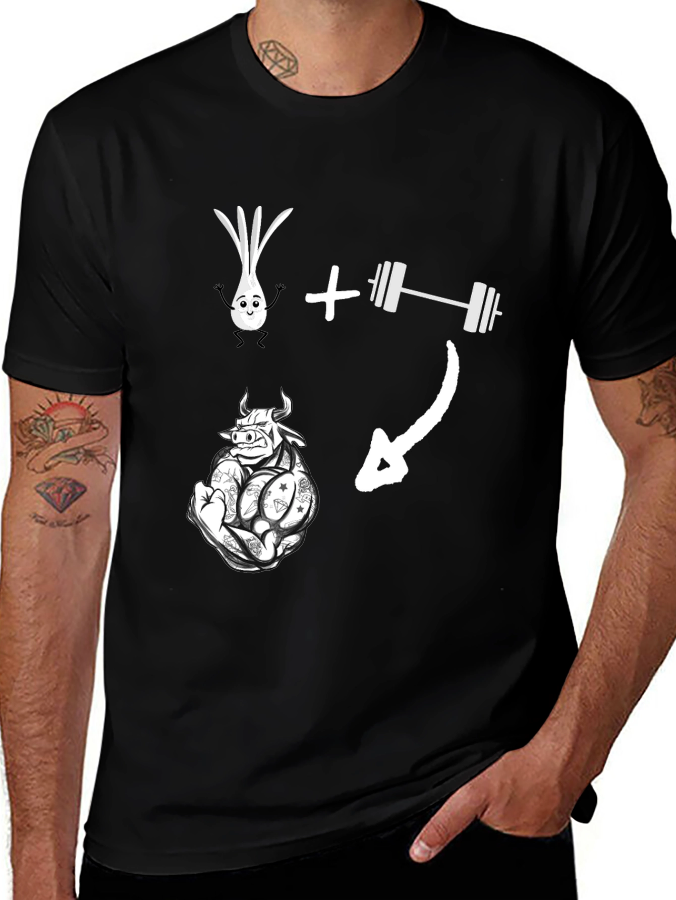 Funny Gym Workout T-Shirt - Onion Bull Pun