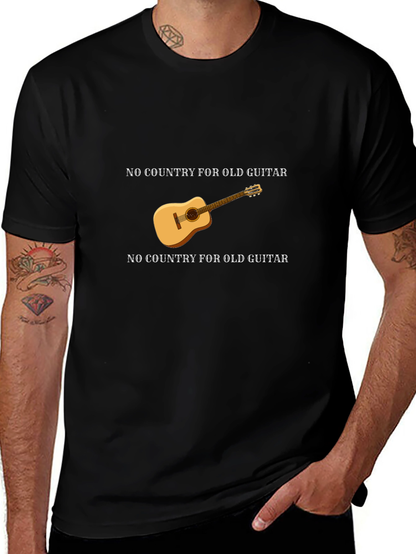 Variant 13 of No Country for Old Guitar T-Shirt - Black