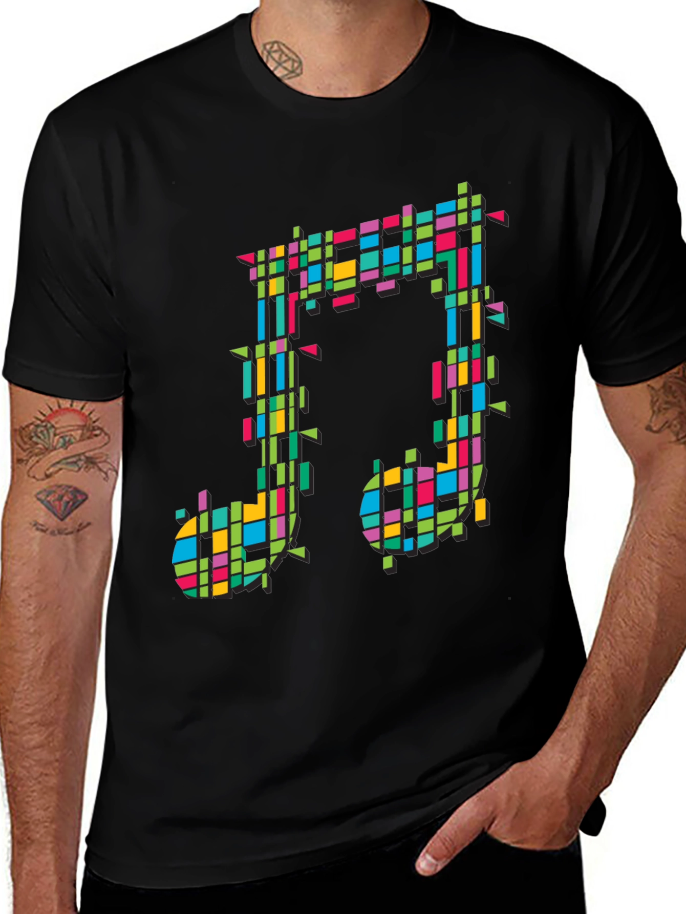 Variant 8 of Colorful Music Note Graphic Tee