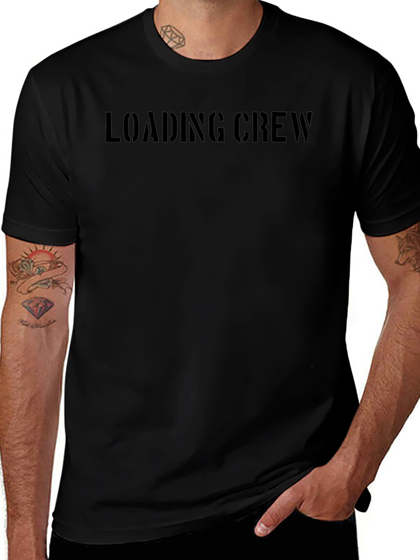 Variant 27 of Loading Crew Graphic Tee - Black Cotton Comfort