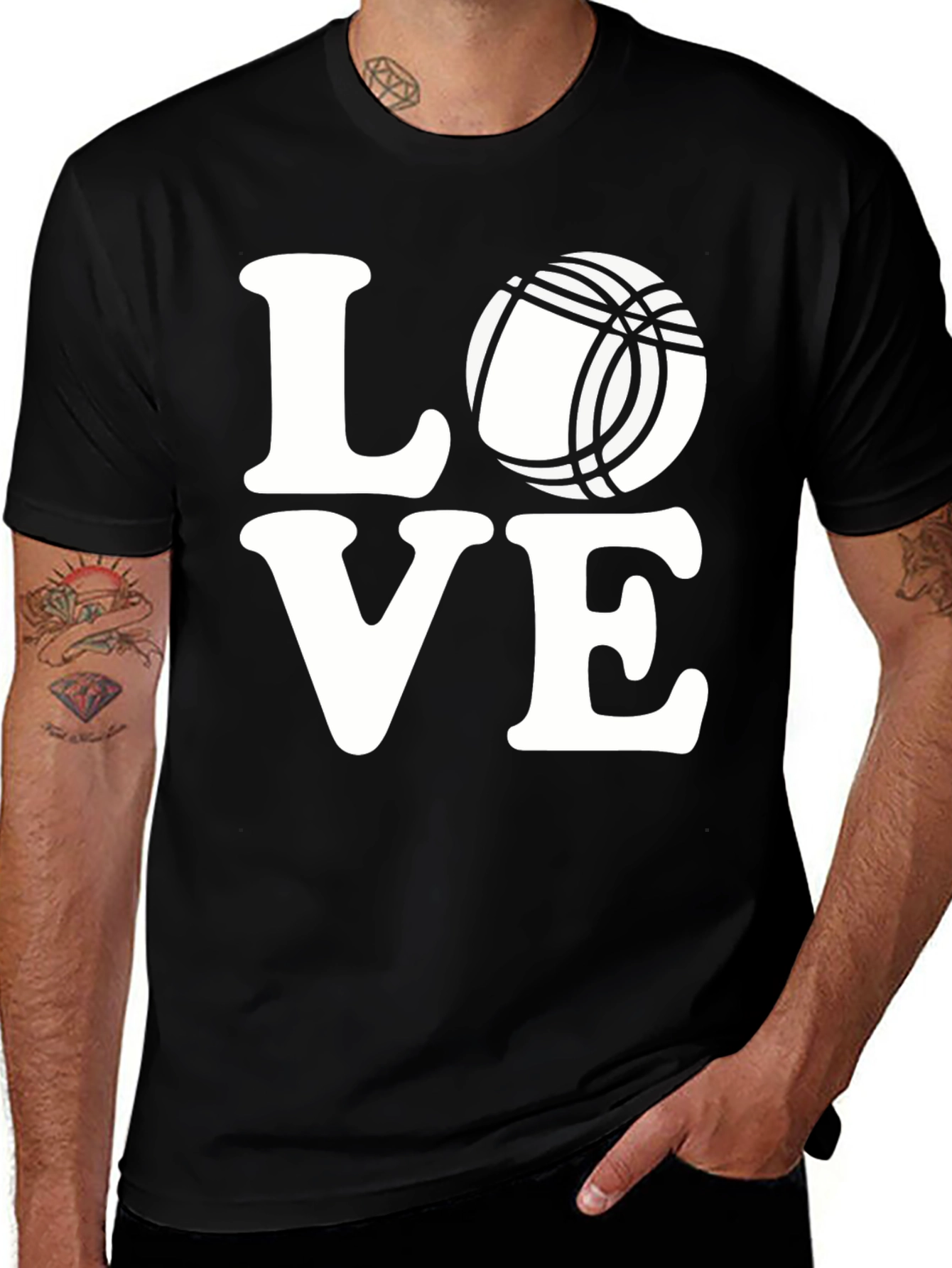 Variant 6 of Love Basketball Graphic Tee - Stylish Men's Black T-Shirt