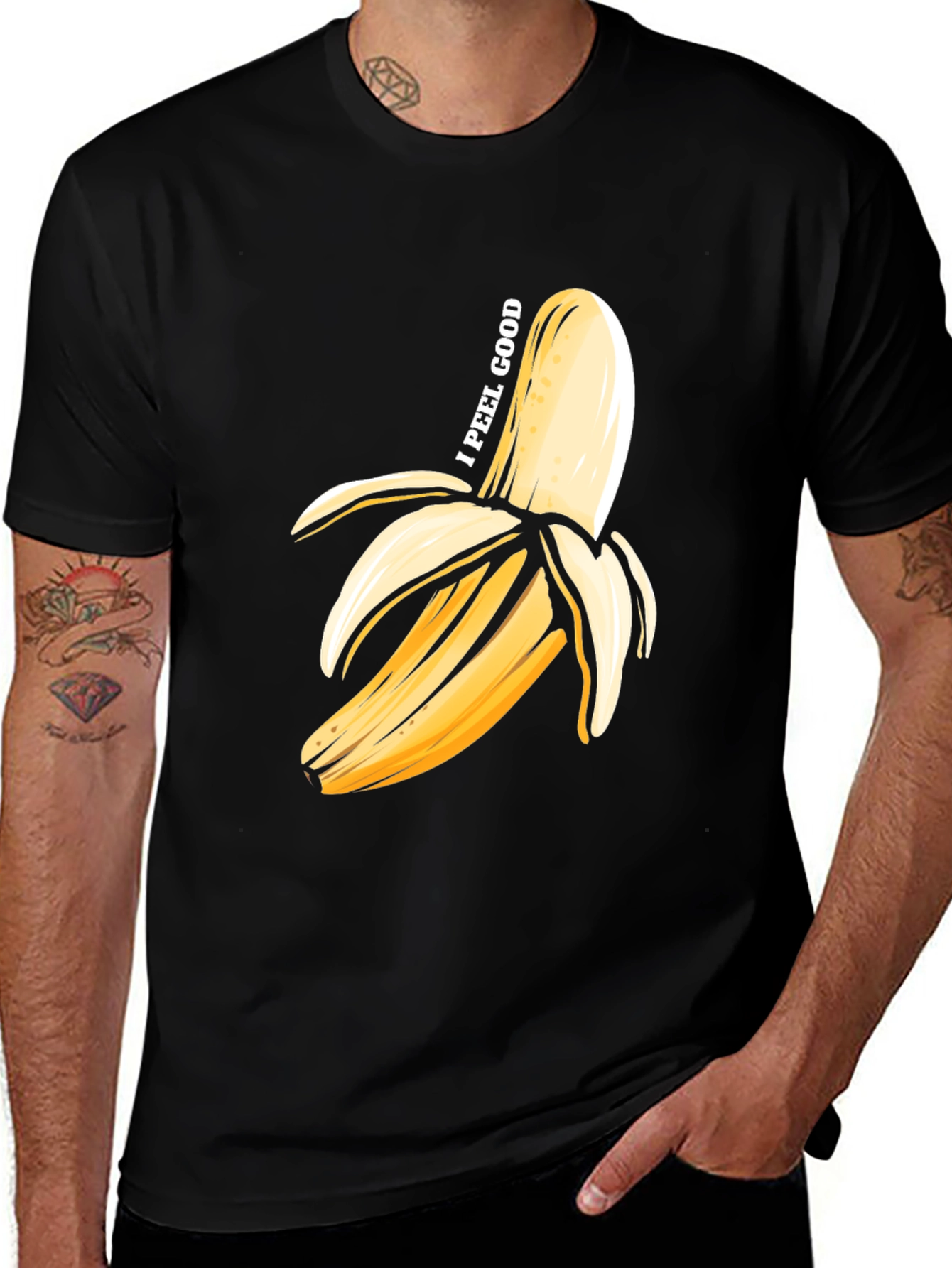 Variant 11 of I Peel Good Banana Graphic T-Shirt - Black Cotton Tee