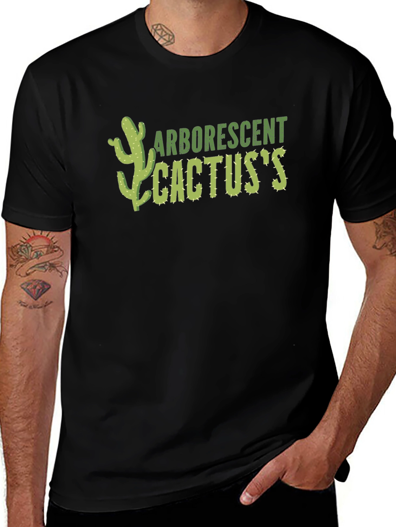 Variant 5 of Arborescent Cactus Graphic T-Shirt - Black