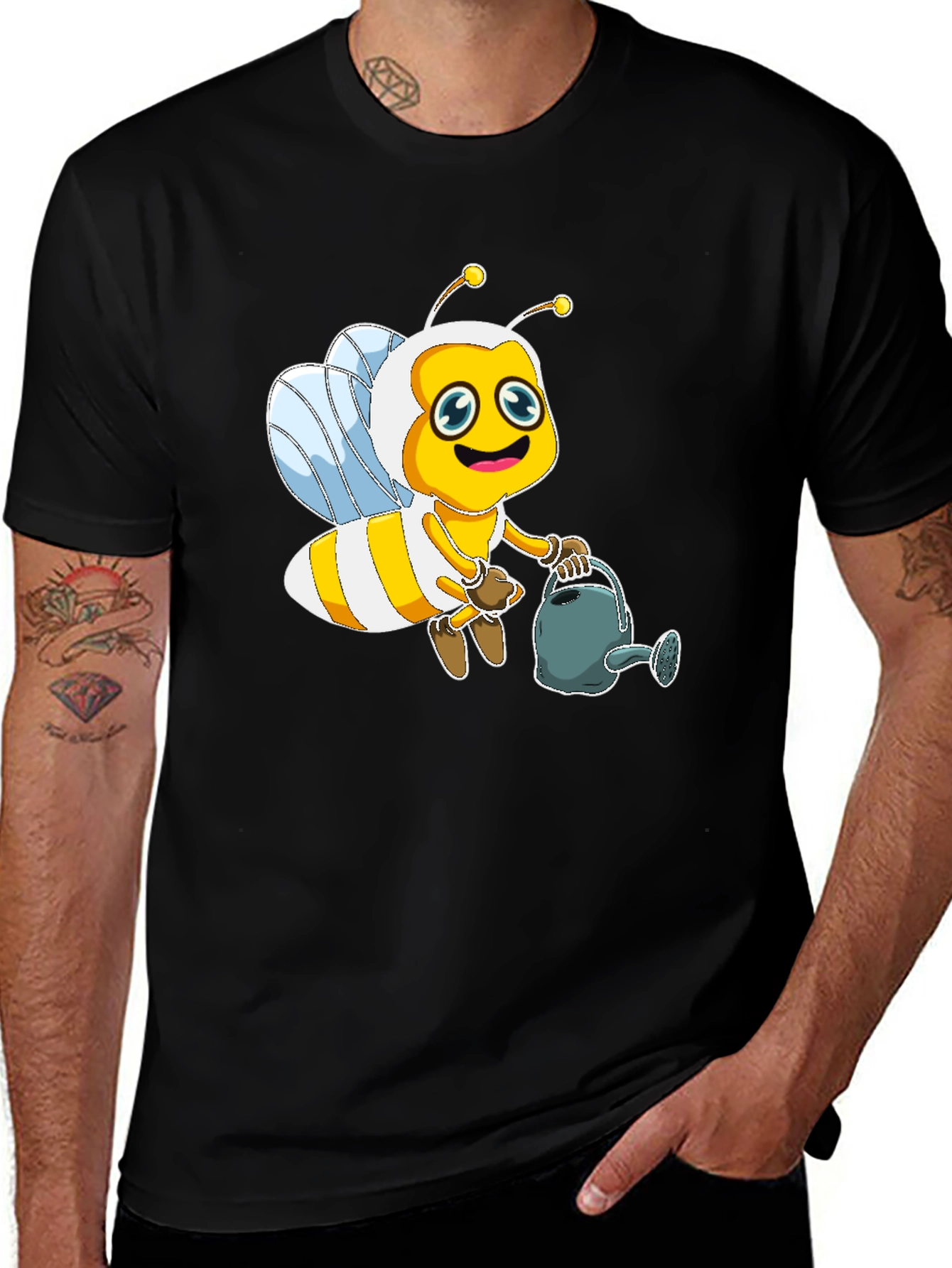 Variant 28 of Cute Bee Graphic Tee - Unisex Black T-Shirt