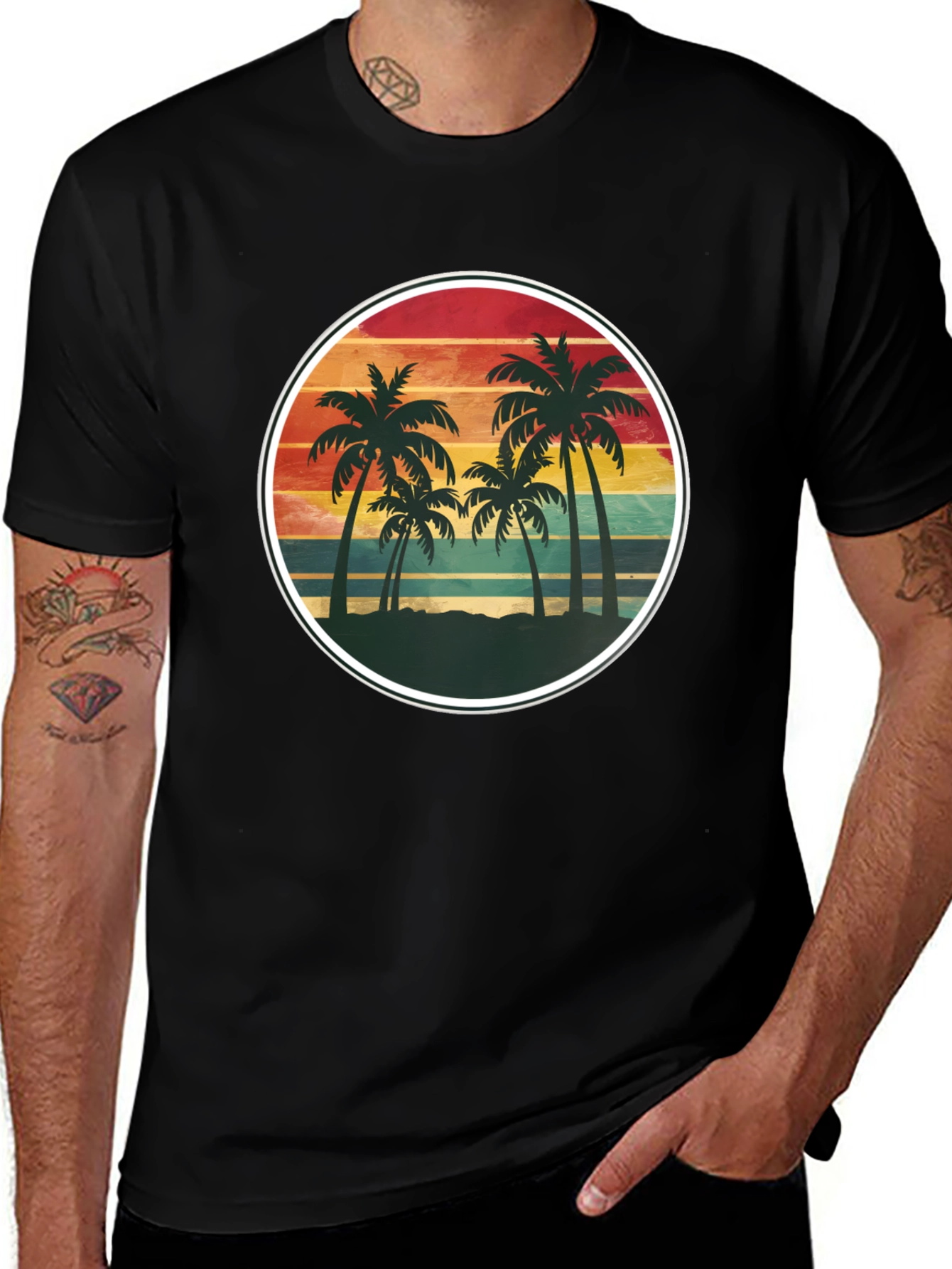Variant 29 of Retro Palm Tree Sunset Graphic T-Shirt