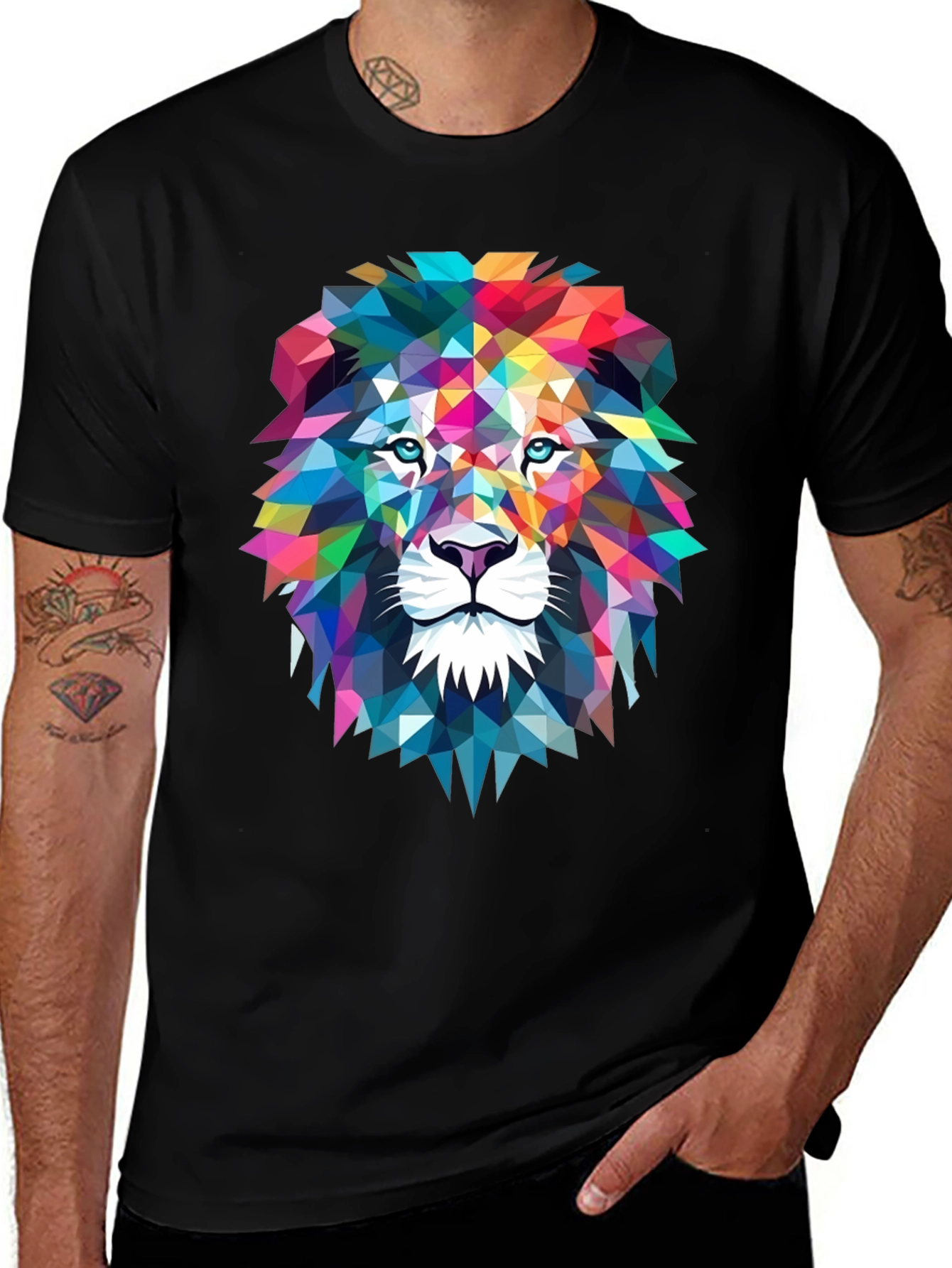 Variant 12 of Geometric Lion Graphic Tee - Bold Art Design