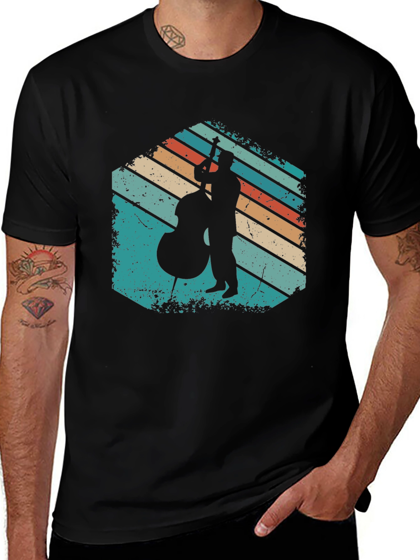 Retro Bassist Silhouette T-Shirt
