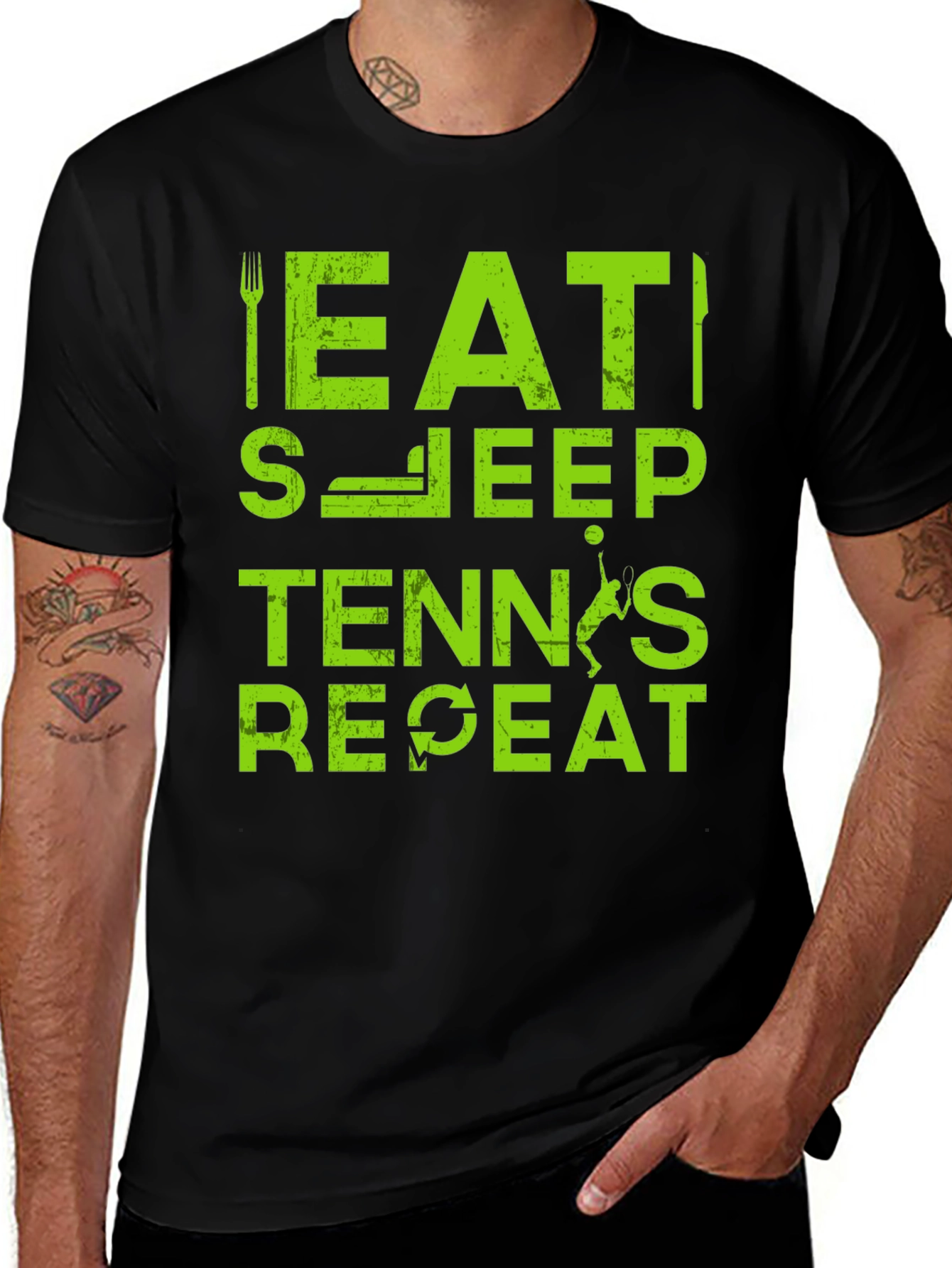 Eat Sleep Tennis Repeat T-Shirt - Tennis Lover Tee