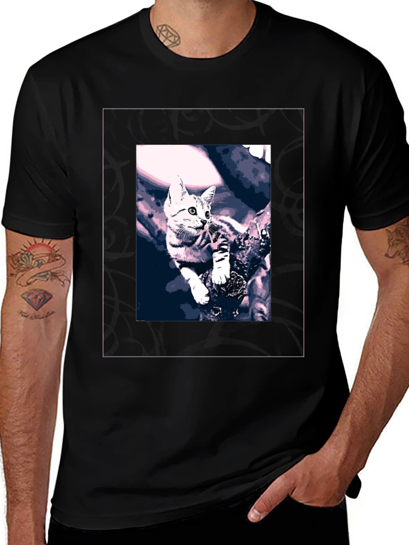 Variant 22 of Cute Kitten Graphic Black T-Shirt