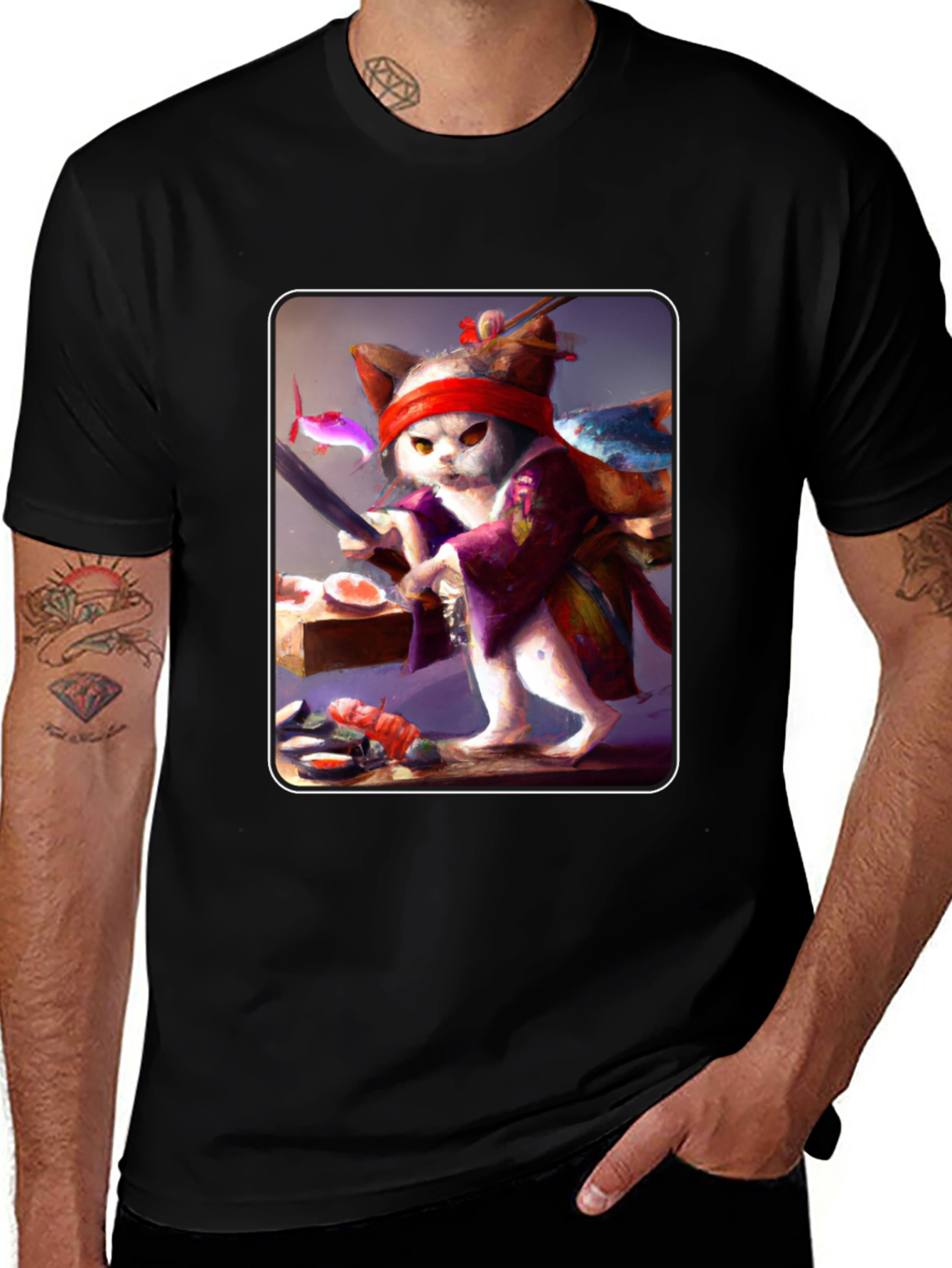 Variant 14 of Sushi Cat T-Shirt - Unique Artistic Design