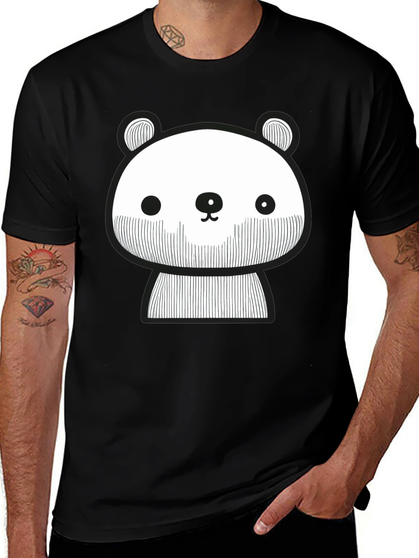 Variant 6 of Cute Panda Graphic Black T-Shirt