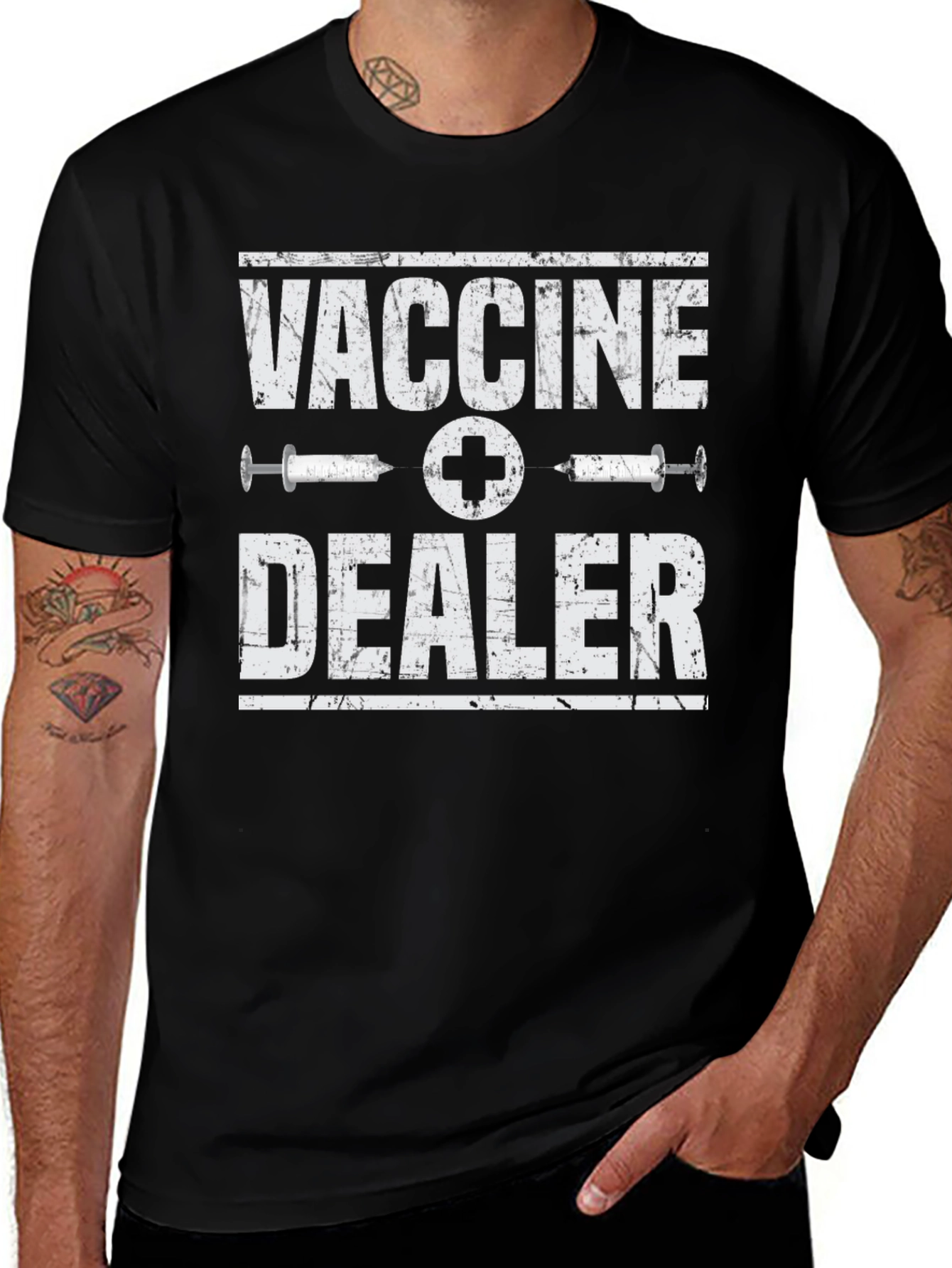 Variant 9 of Vaccine Dealer Graphic T-Shirt - Black