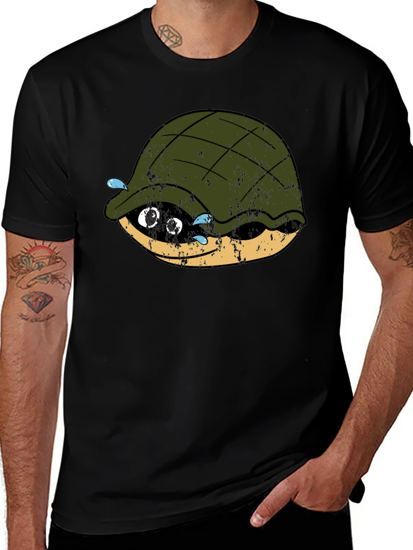 Variant 7 of Funny Turtle Graphic T-Shirt - Black
