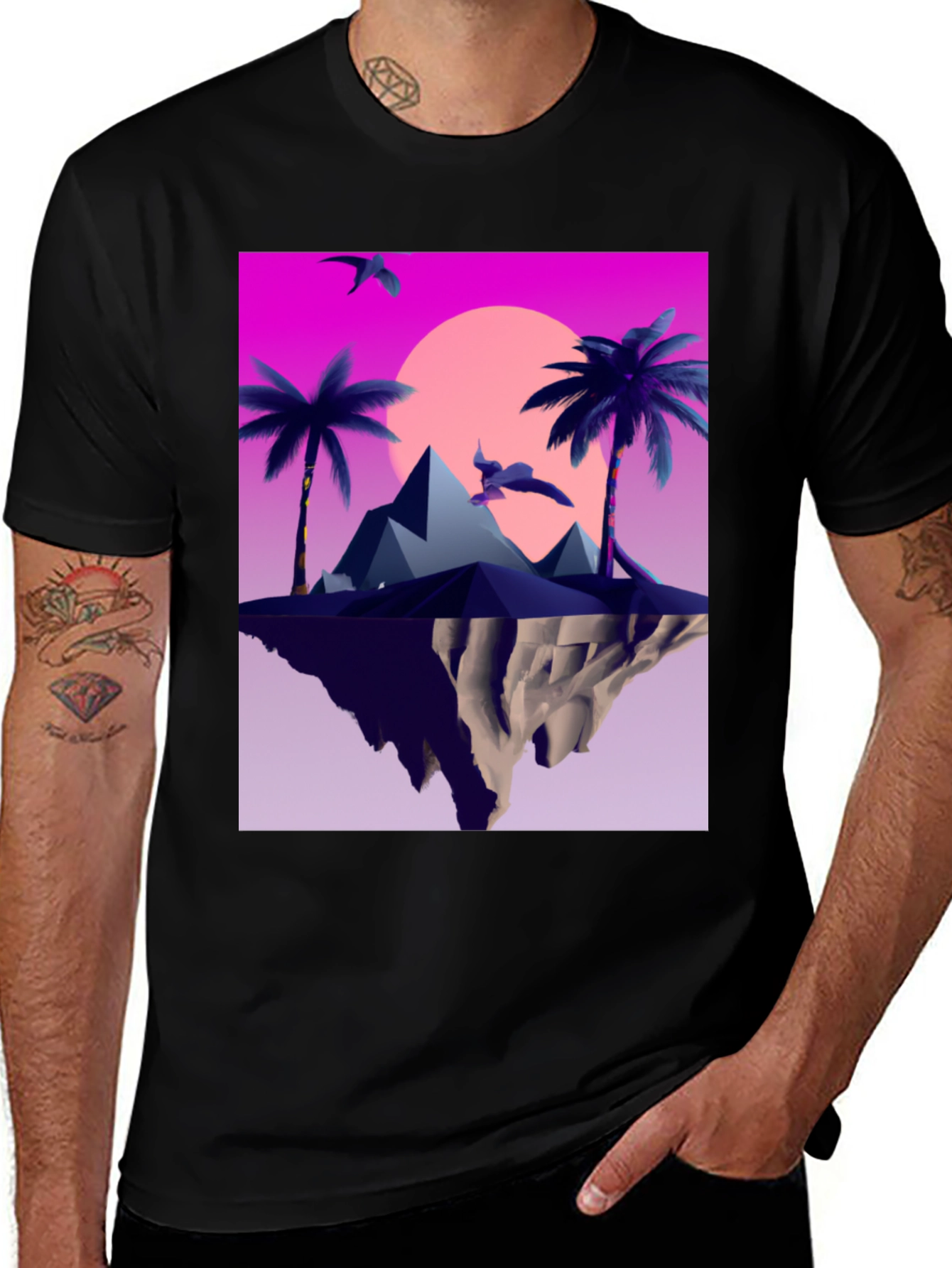Variant 23 of Synthwave Island Graphic Tee - Retro Paradise Vibes