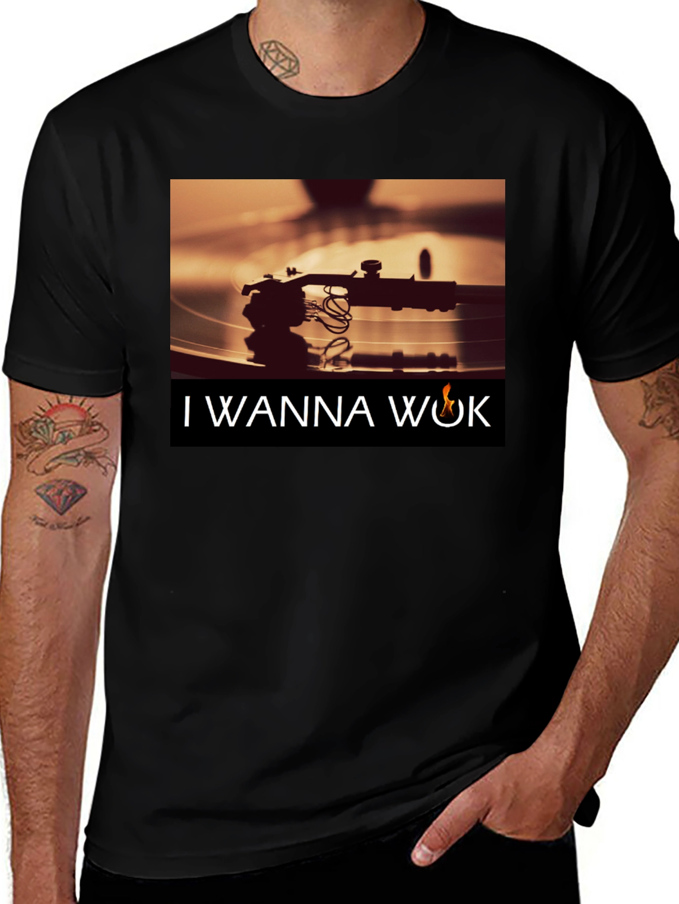 I Wanna Wok T-Shirt - Vinyl Record Graphic Tee