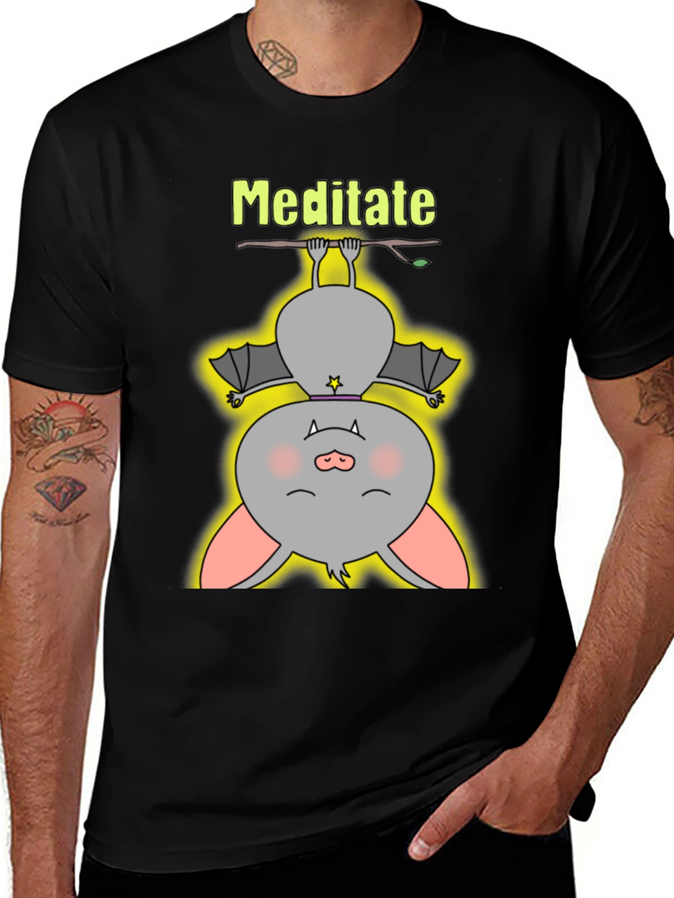 Variant 17 of Meditate Bat Graphic Tee - Relaxed Fit