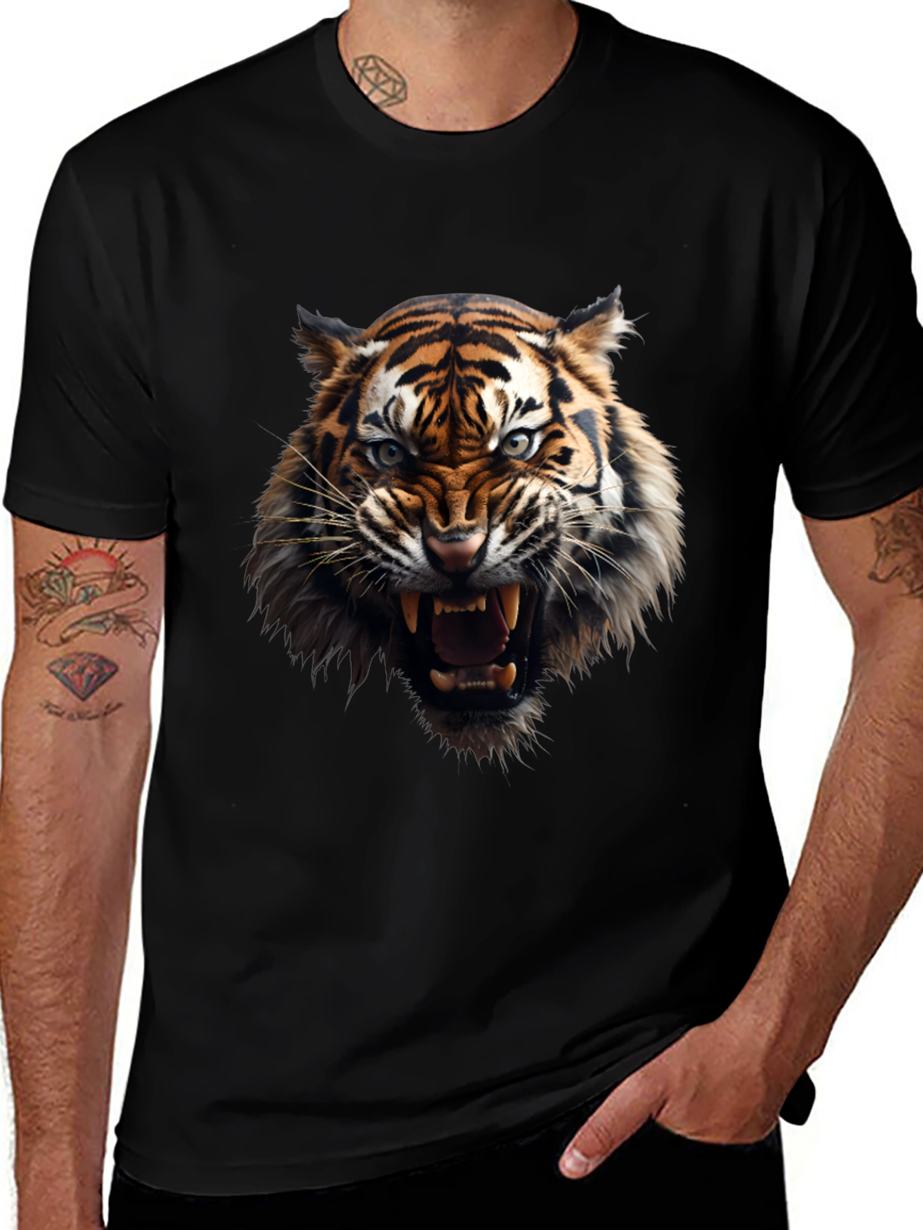 Variant 16 of Fierce Tiger Graphic Black T-Shirt