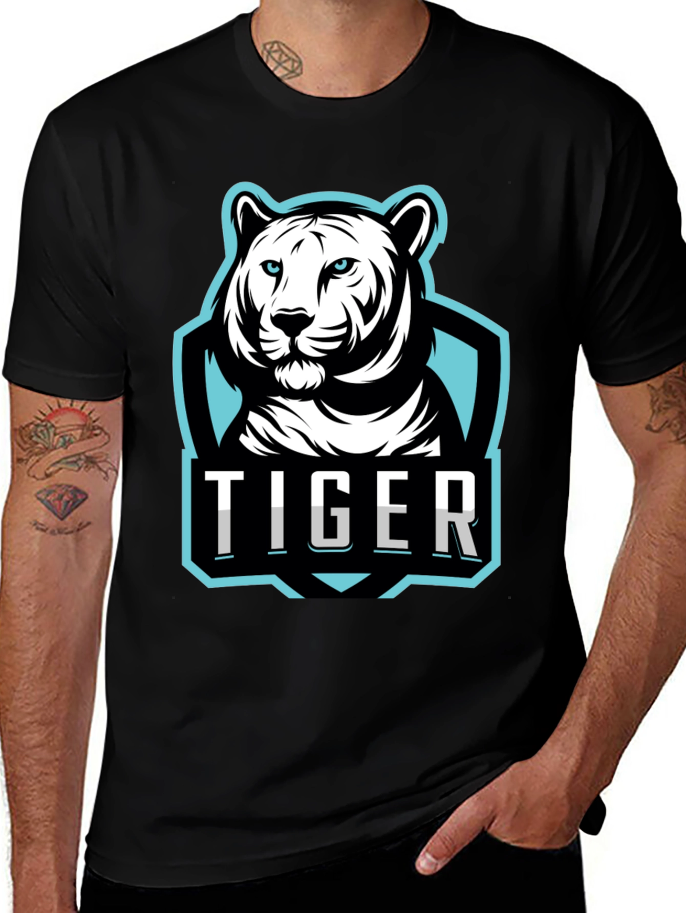Variant 30 of Black Tiger Graphic Tee - Bold Animal Print